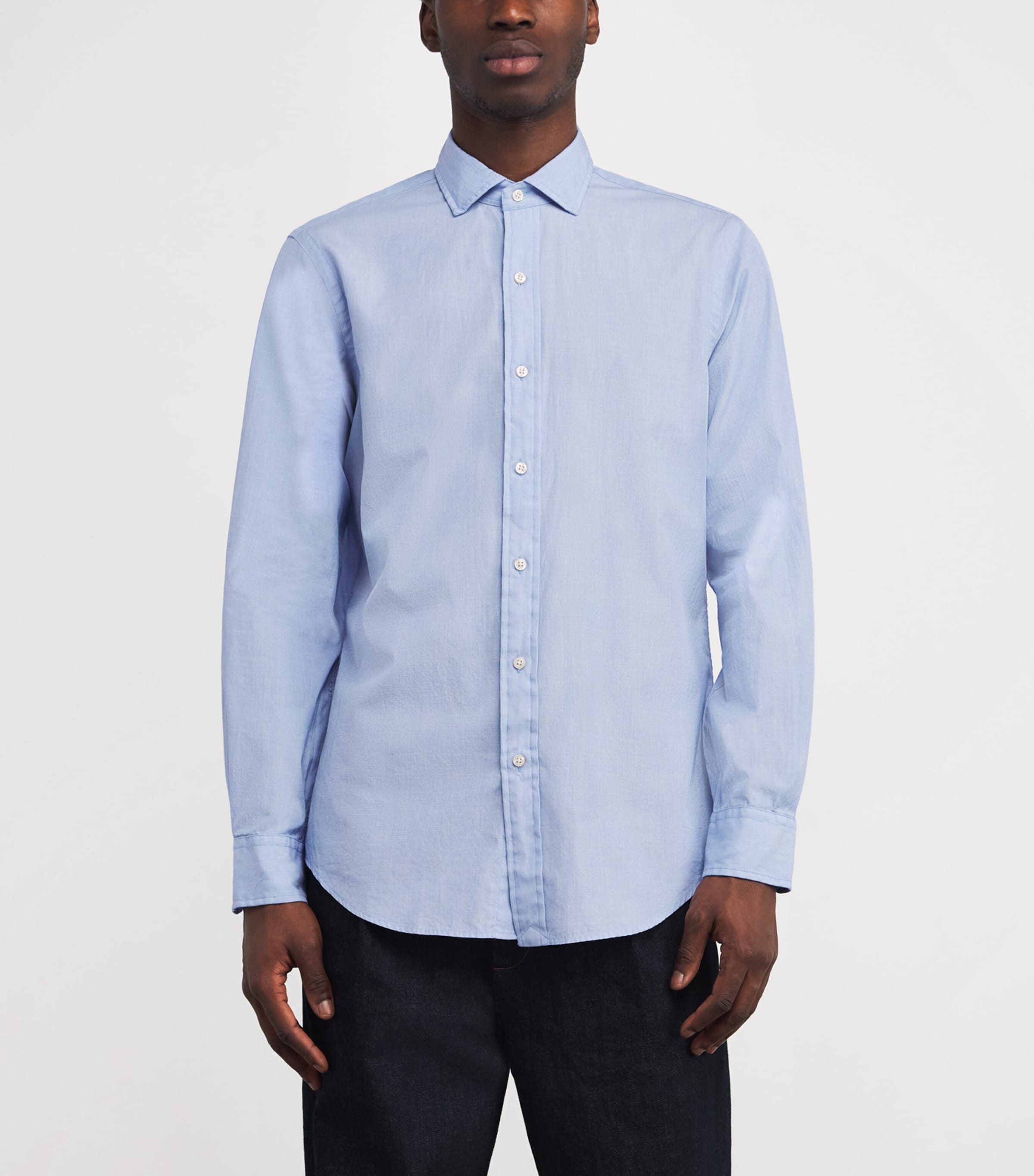 Cotton End-on-End Shirt BLUE WHITE Image 3