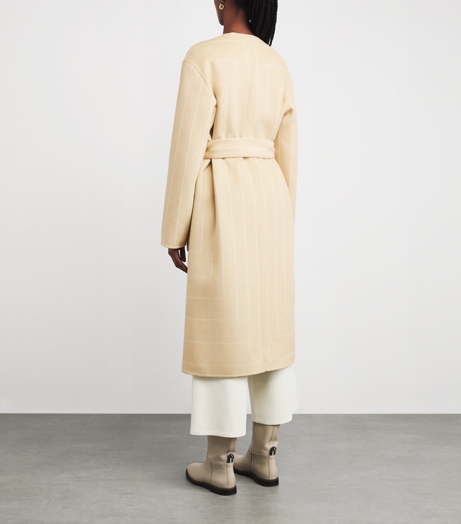 Wool-Silk Stripe Scheffer Coat AFFOGATO/IVORY Image 4