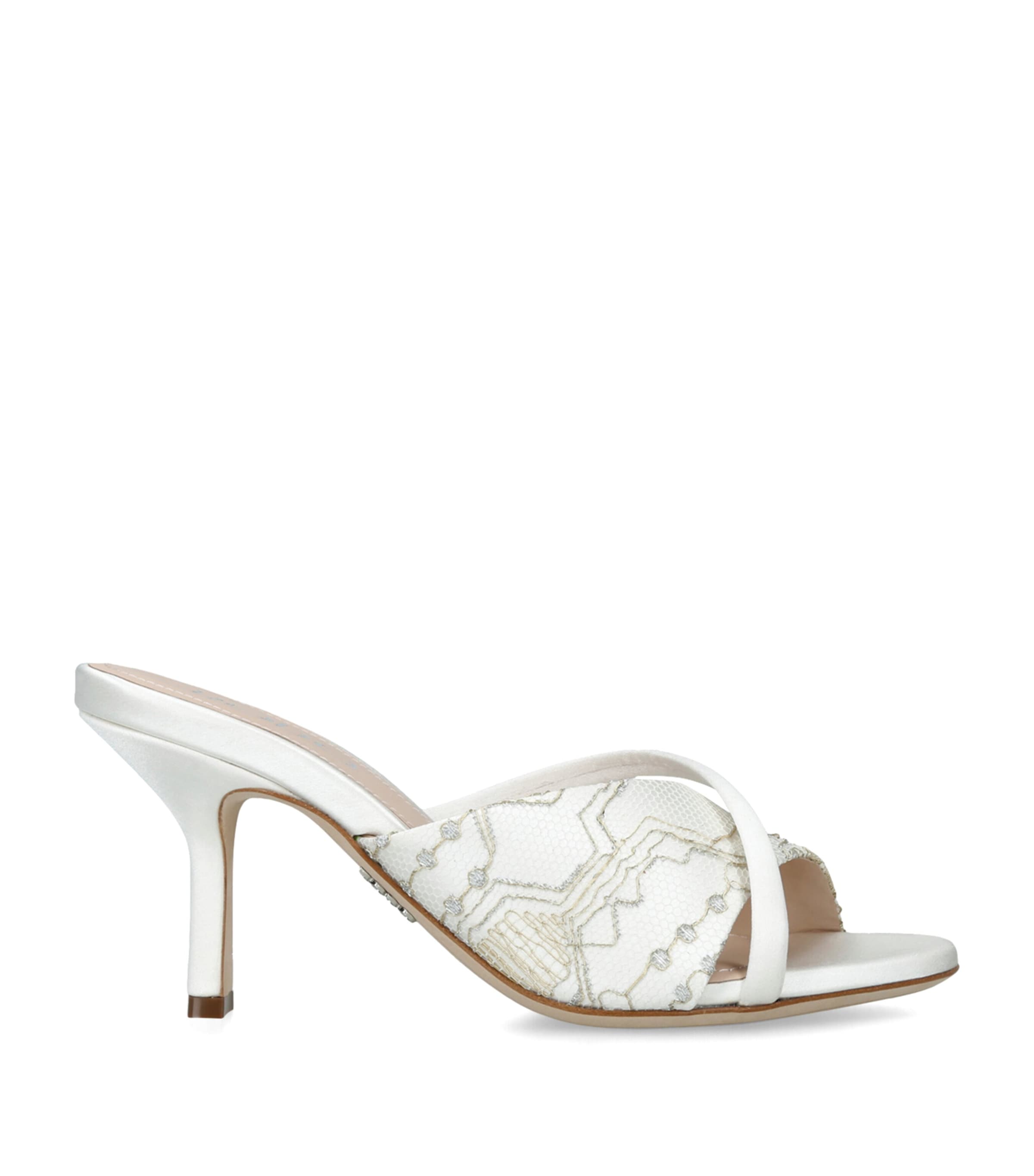 Rodo Embroidered Mabella Heeled Mules 55 Beige Comb Image 1