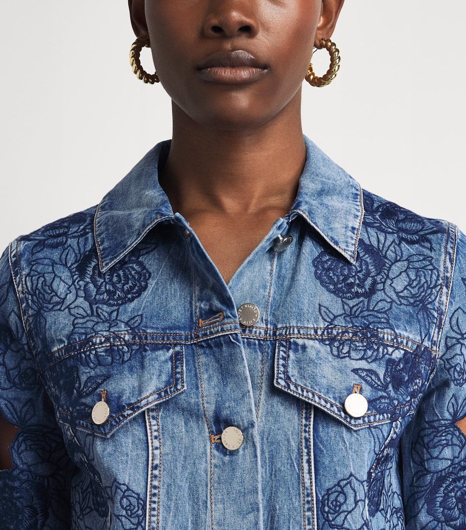 Alice+Olivia Womens Chloe Denim Jacket Brooklyn Blue Image 3