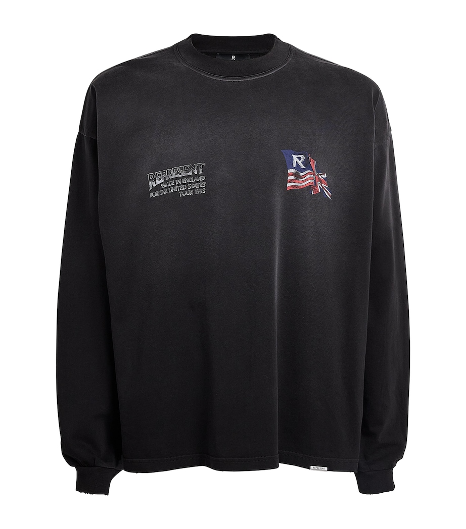 Represent Mens Cotton Eagle Long-Sleeve T-Shirt Black Image 1