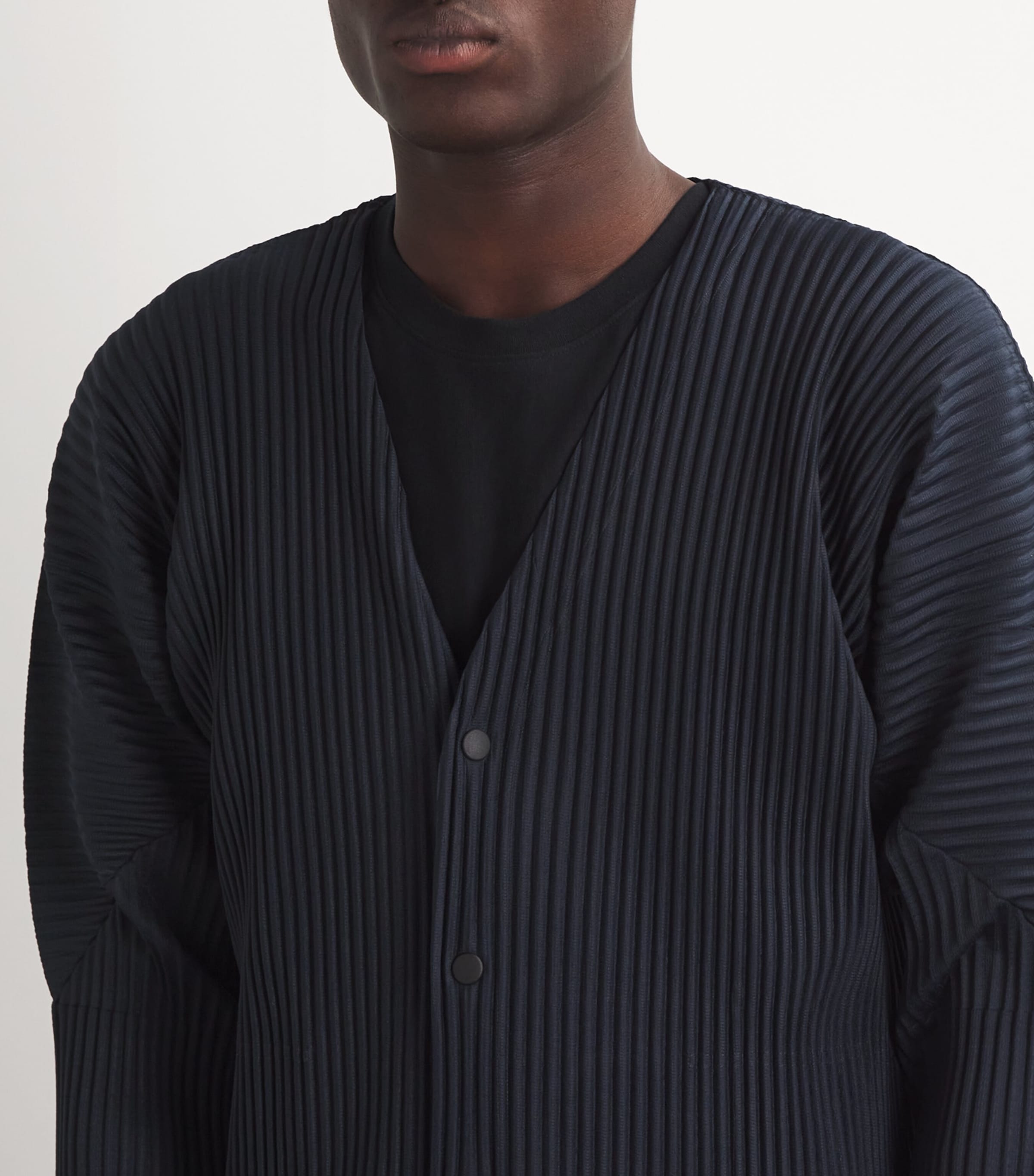 Homme Plissé Issey Miyake Navy Basics Pleated Cardigan | Harrods UK
