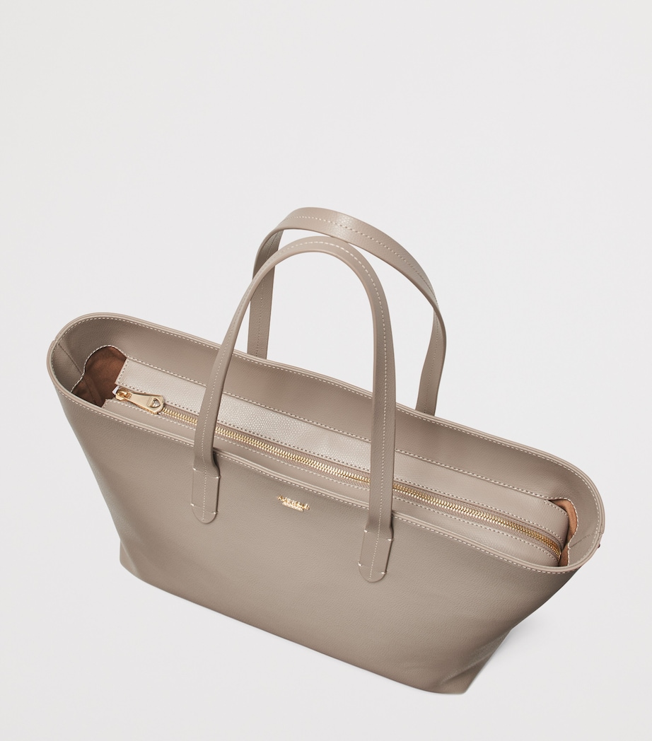 Leather East West Tote Bag TAUPE Image 4