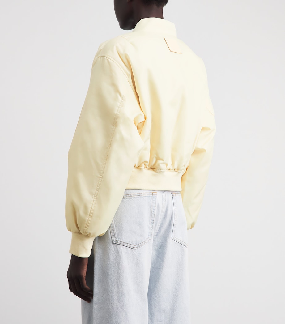 ANINE BING Womens Cropped Leon Bomber Jacket Cream Image 5