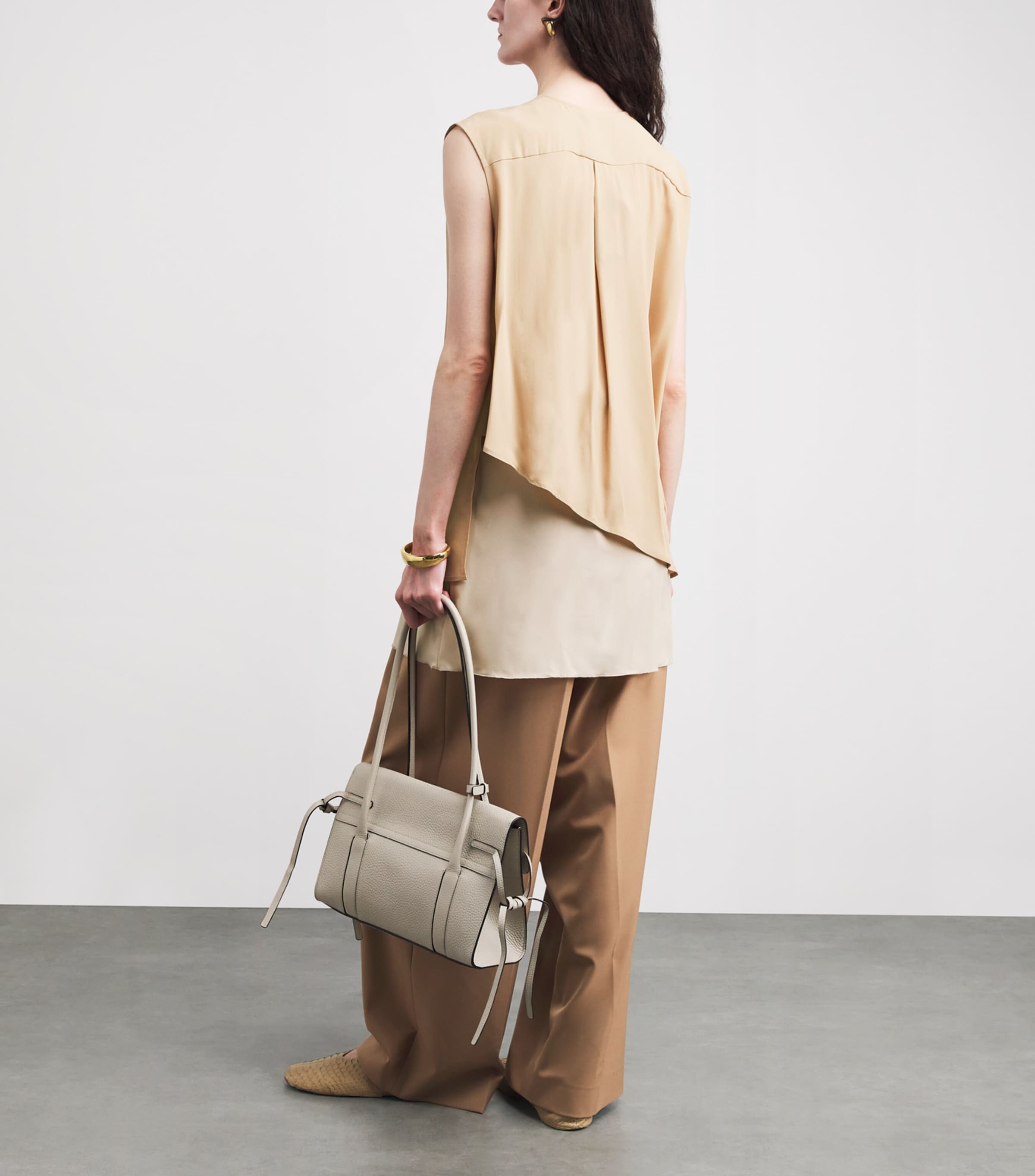 Fabiana Filippi Womens Crêpe de Chine Asymmetric Top Acero Image 4