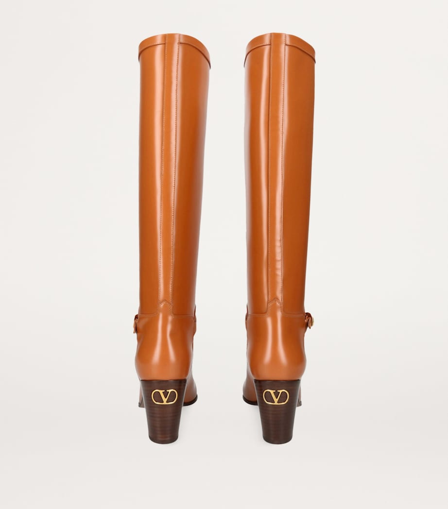 Leather Pattie Knee-High Boots 75 MID BROWN Image 2