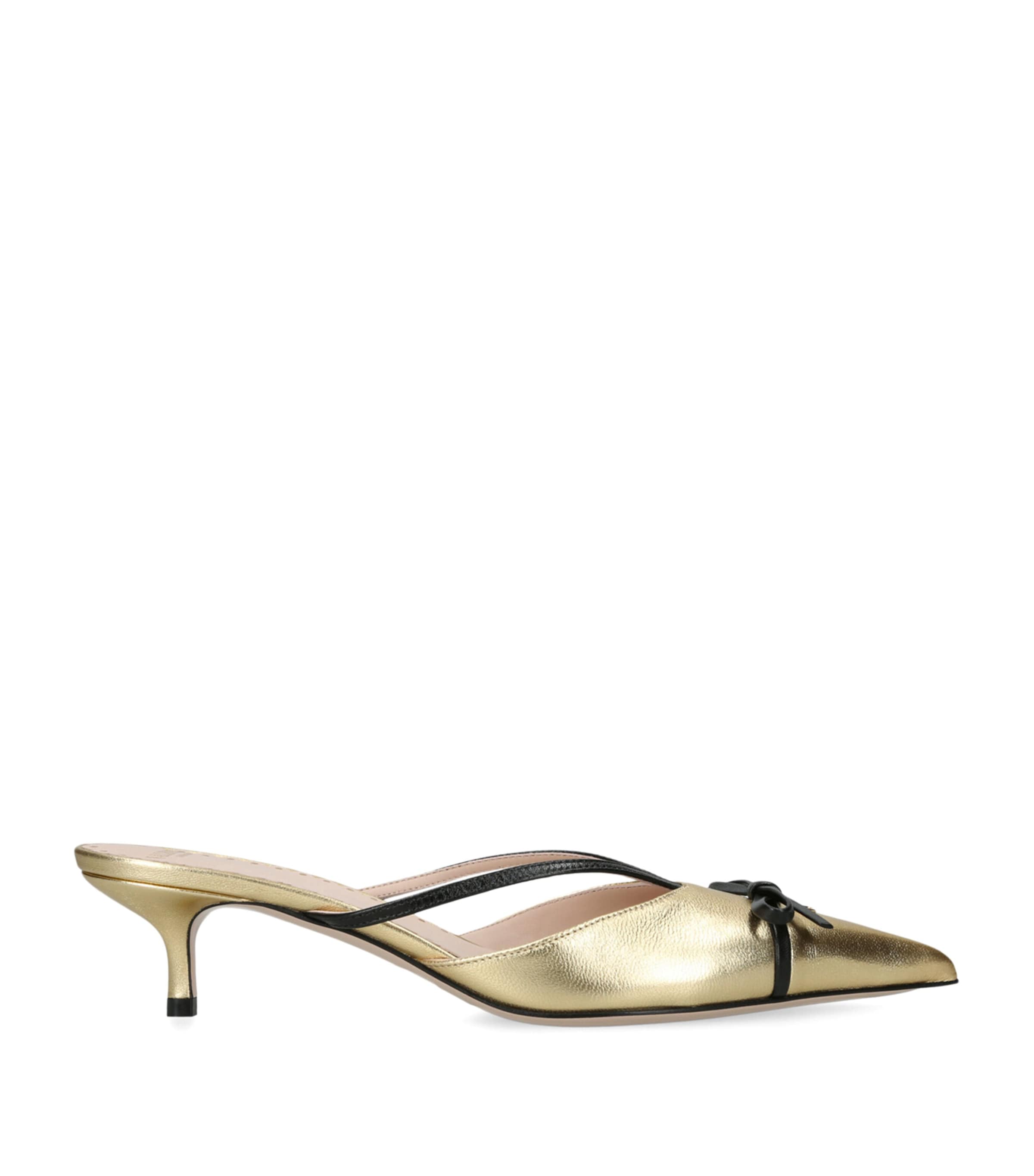 Valentino Garavani Metallic Leather Bepointy Heeled Mules 45 Gold Comb Image 1