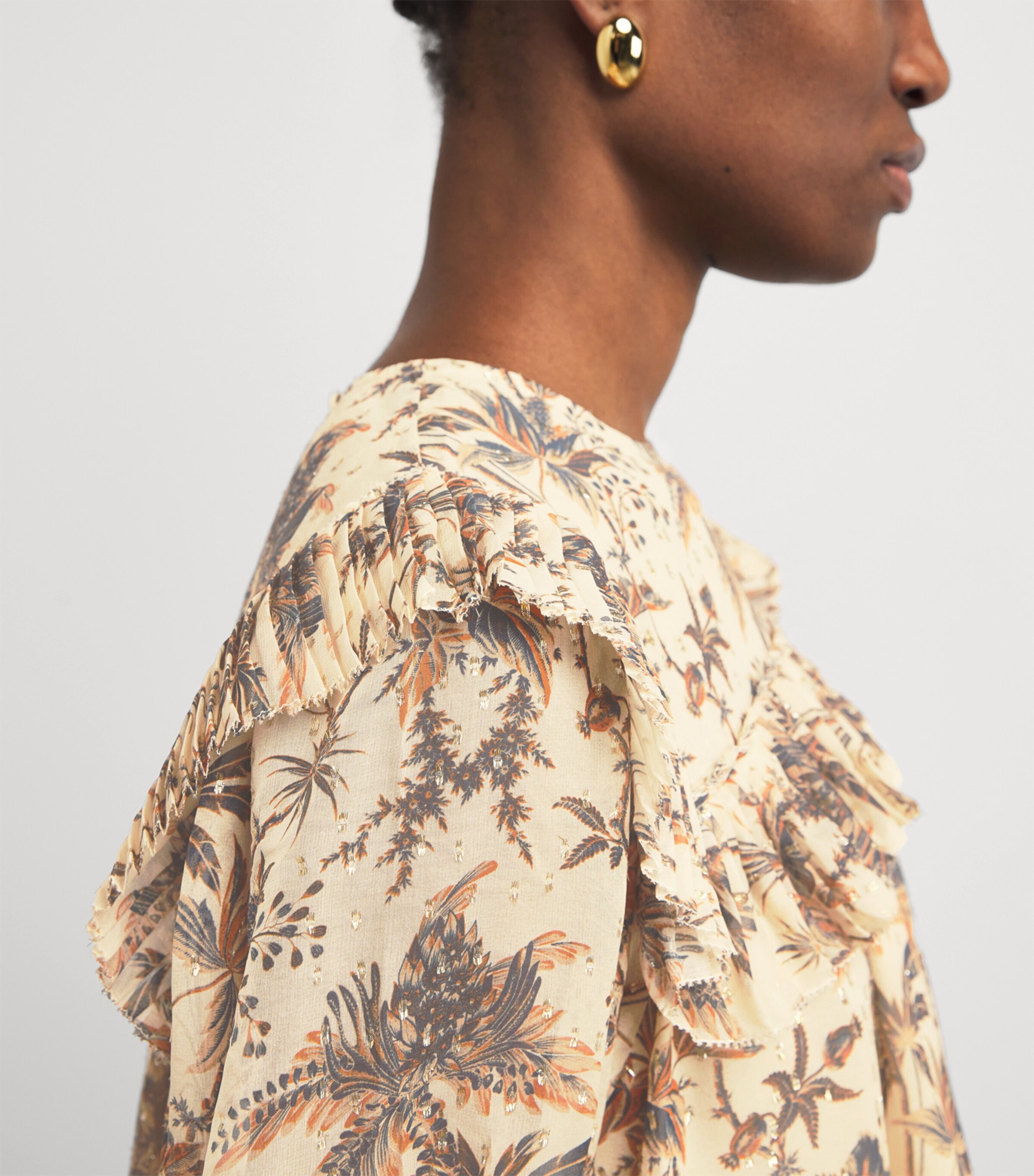 Silk-Blend Printed Jodie Blouse CAMEO Image 6