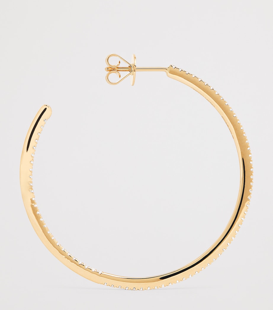 Yellow Gold and Diamond Pavé Hoop Earrings YELLOW GOLD Image 4