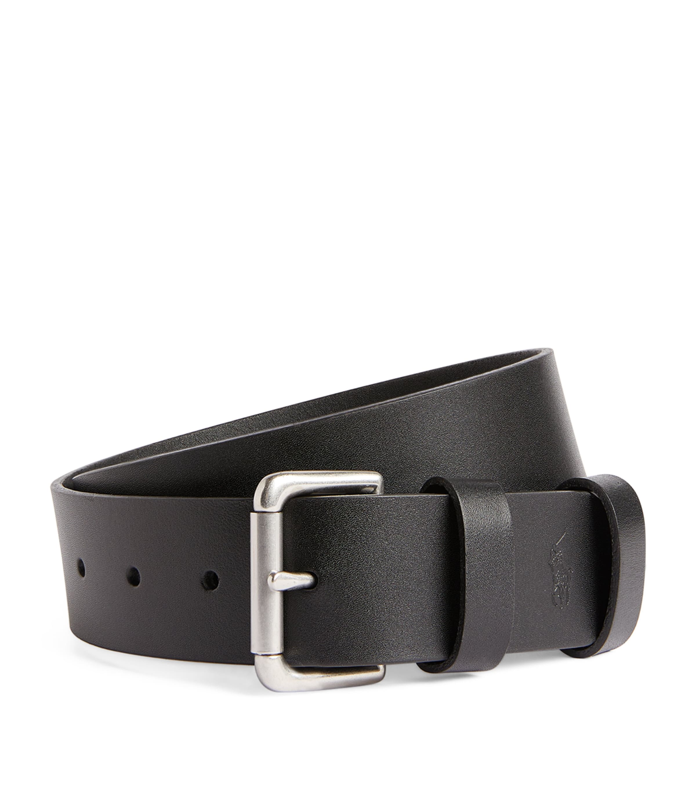 Polo Ralph Lauren Leather Roller Buckle Belt In Black