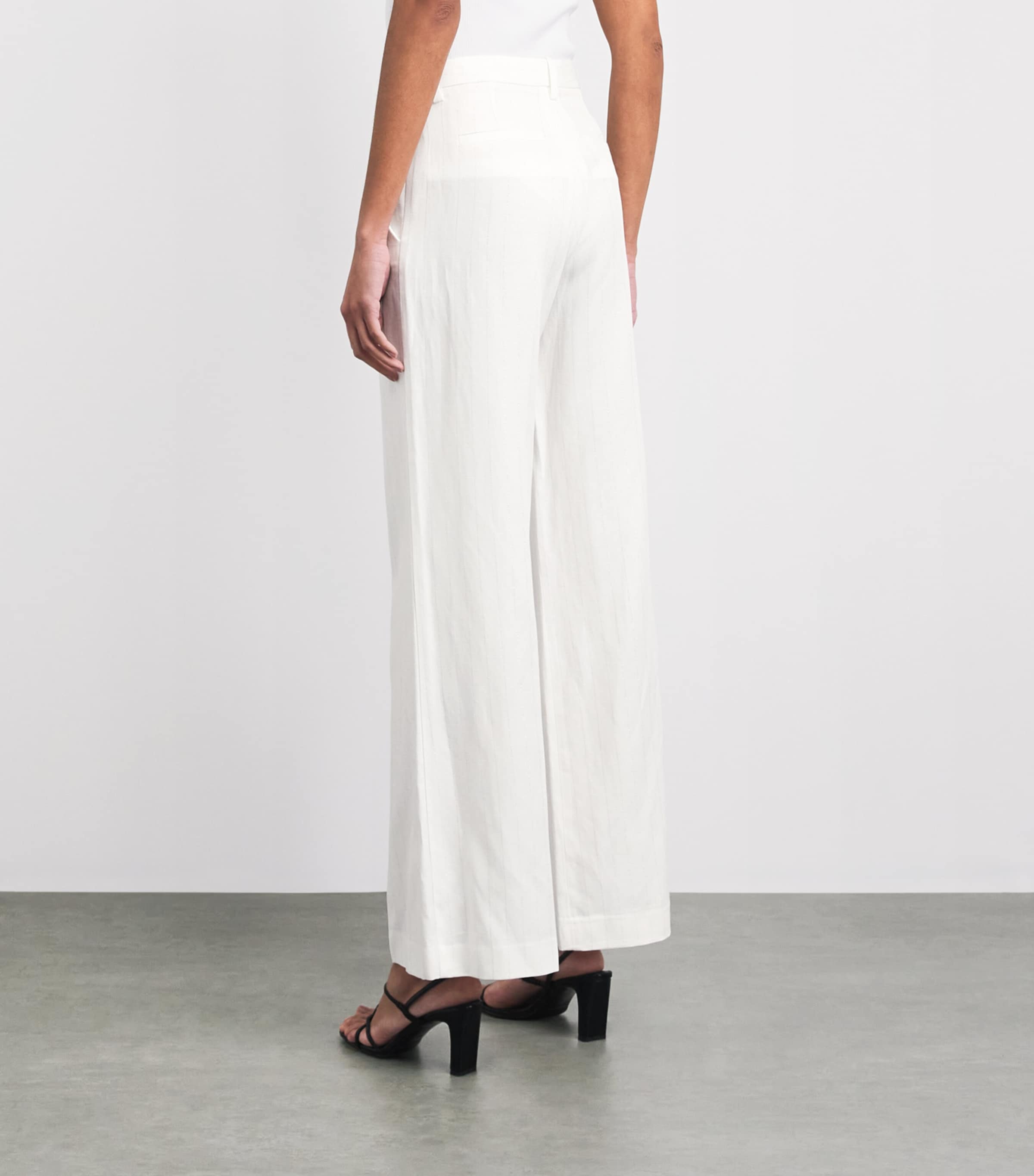 Maje Womens Stripe Wide-Leg Trousers White Image 5
