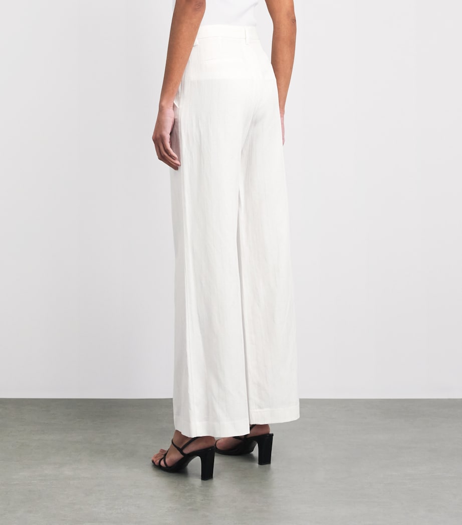 Maje Womens Stripe Wide-Leg Trousers White Image 5