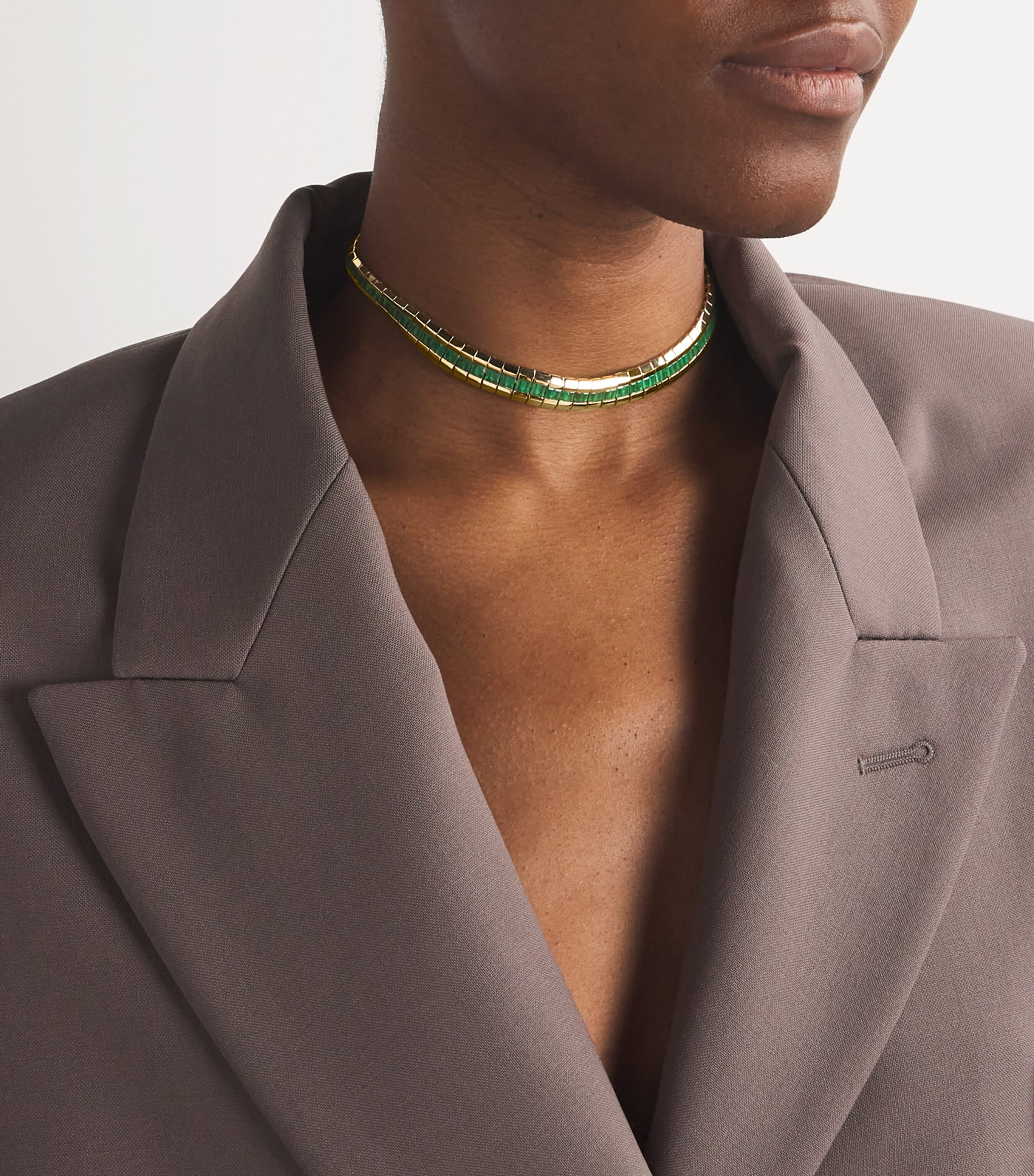 SHAY Yellow Gold and Emerald Baguette Choker Yellow Gold Image 2