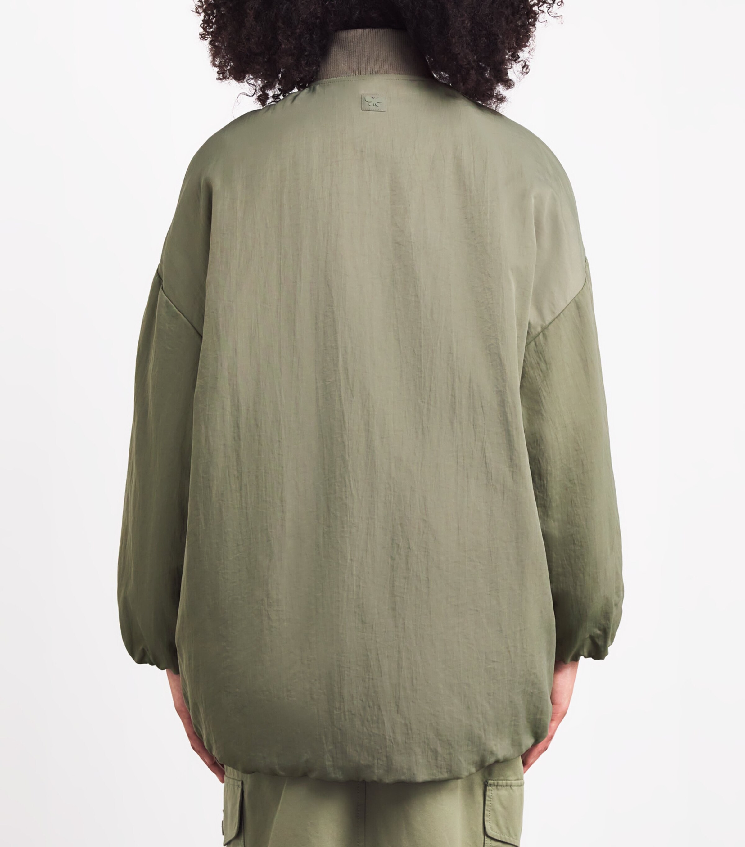Water-Repellent Oversized Bomber Jacket SAGE GREEN Image 4