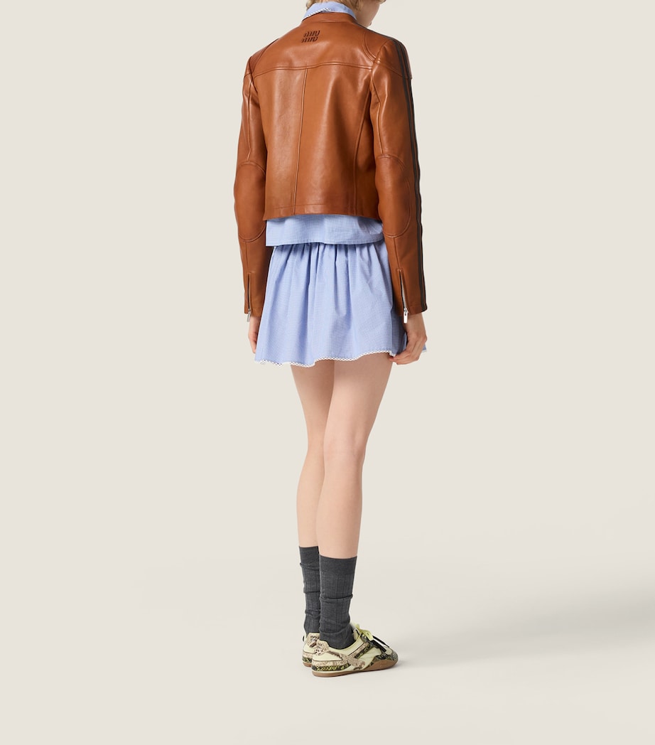 Miu Miu Womens Gingham Side-Tie Mini Skirt Image 3