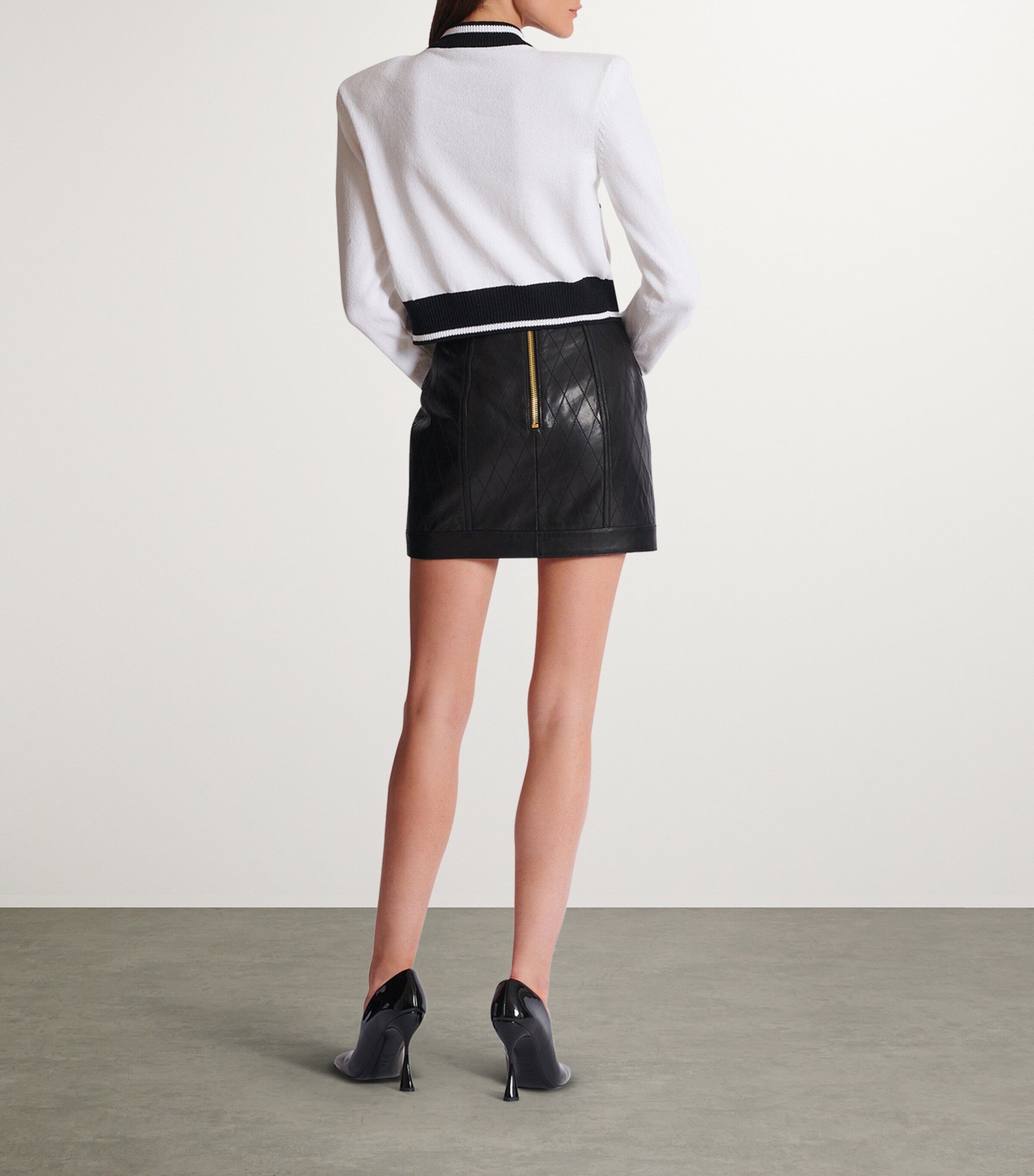 Signature Button-Detail Cardigan GAB BLANC/NOIR Image 7