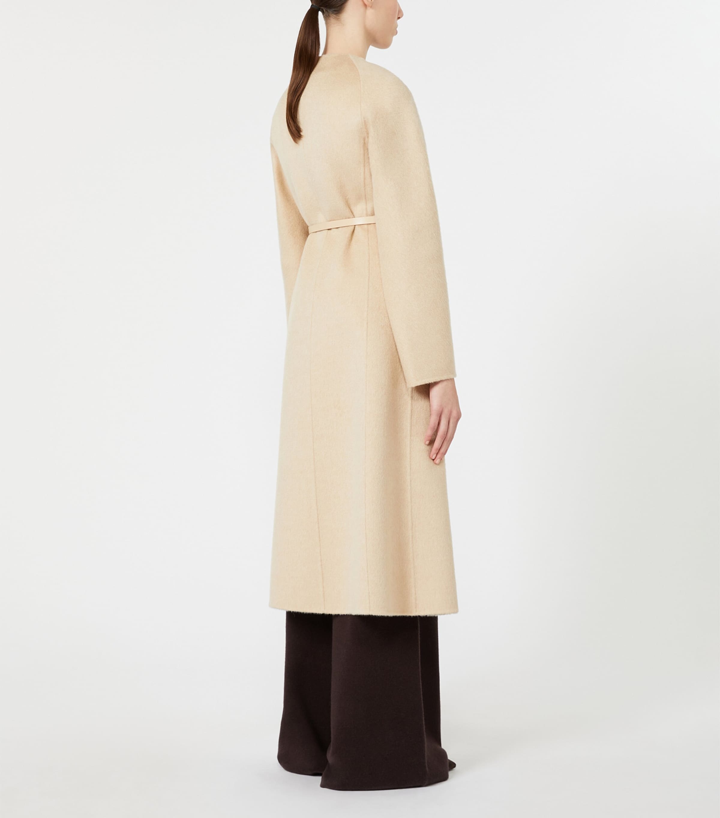 Max Mara Womens Camel-Mohair Wrap Coat Beige Image 4