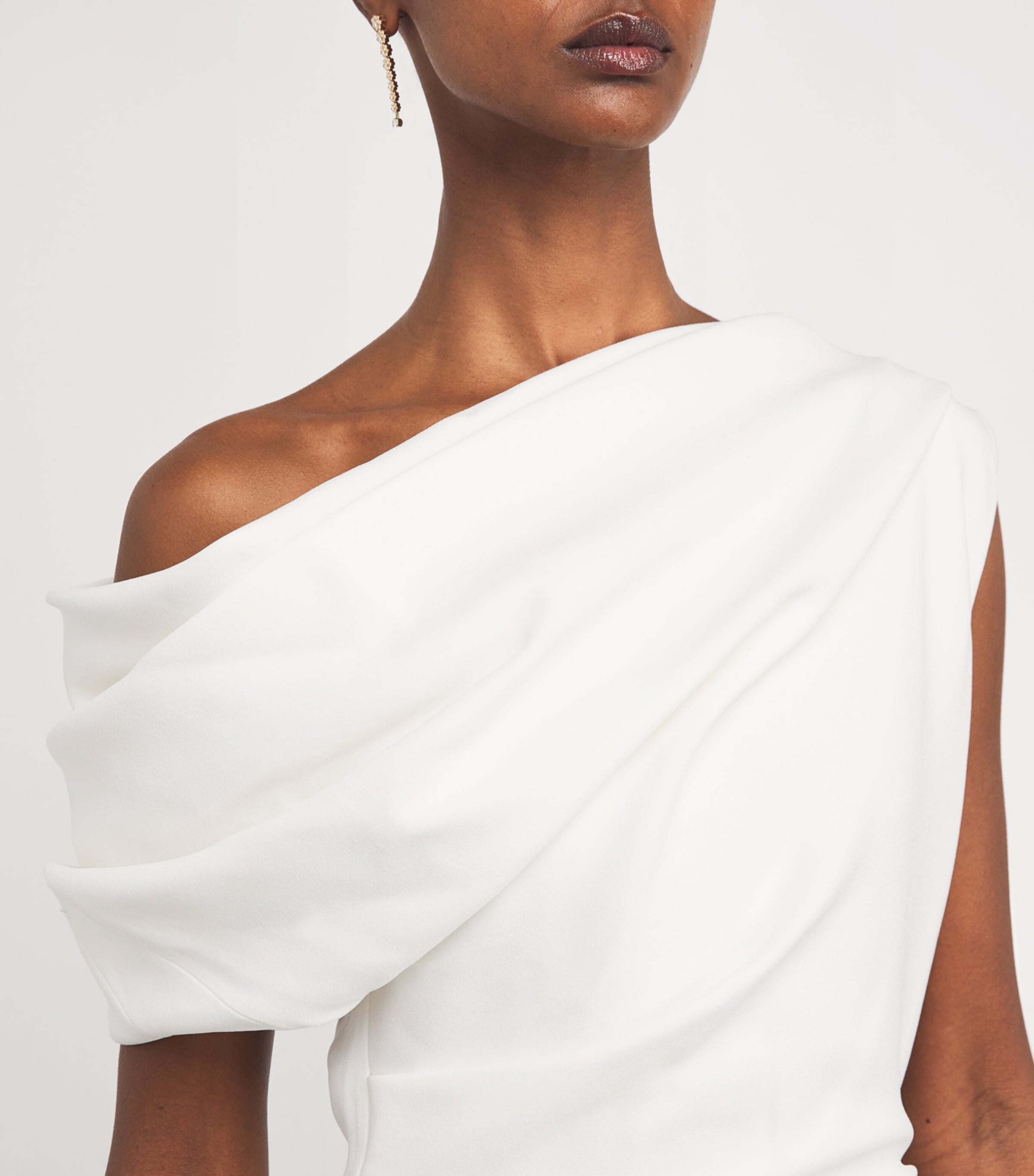 Crepe Draped Maite Maxi Dress IVORY Image 6