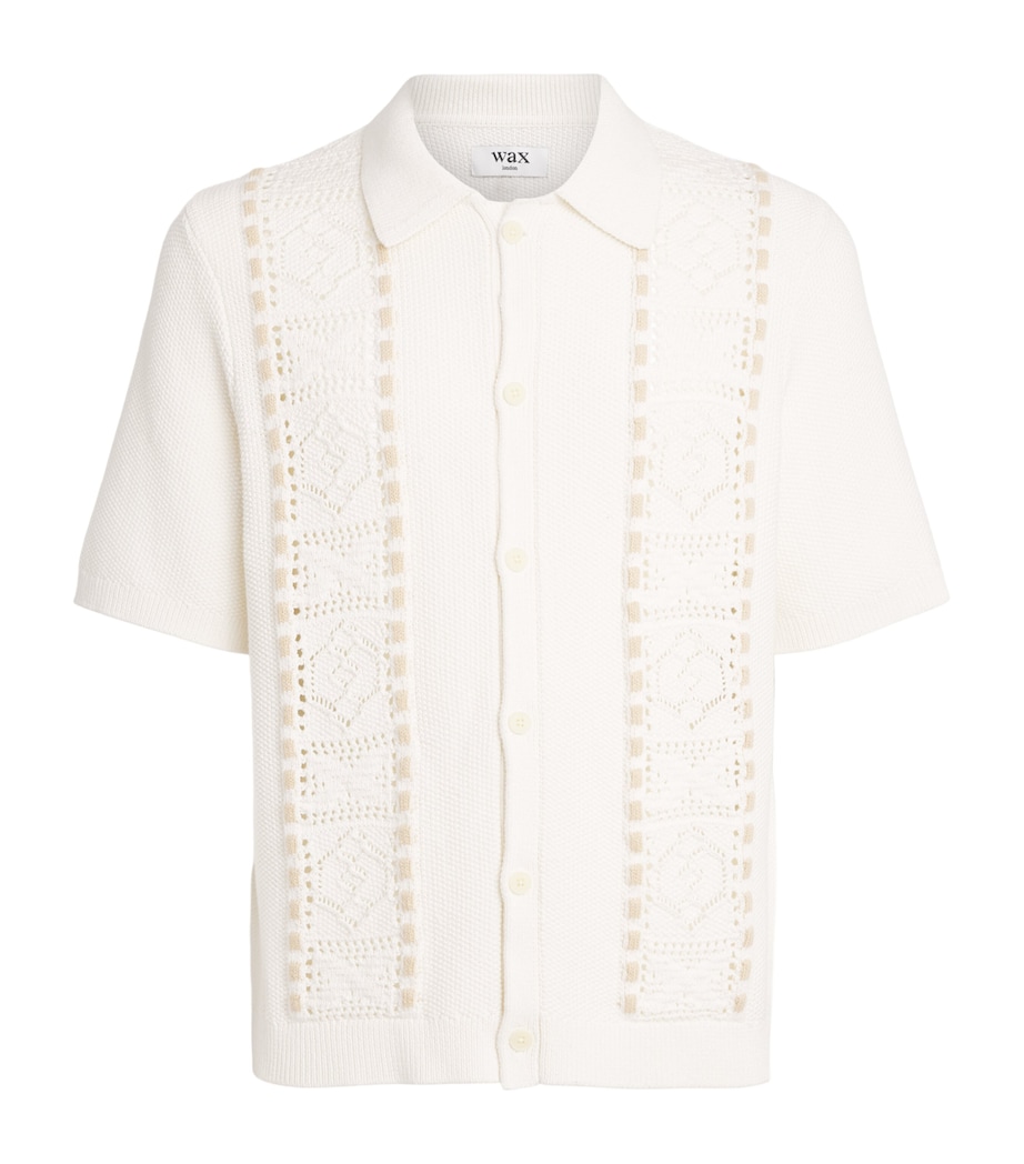 Wax London Mens Cotton Knitted Tellaro Shirt Ecru Image 1