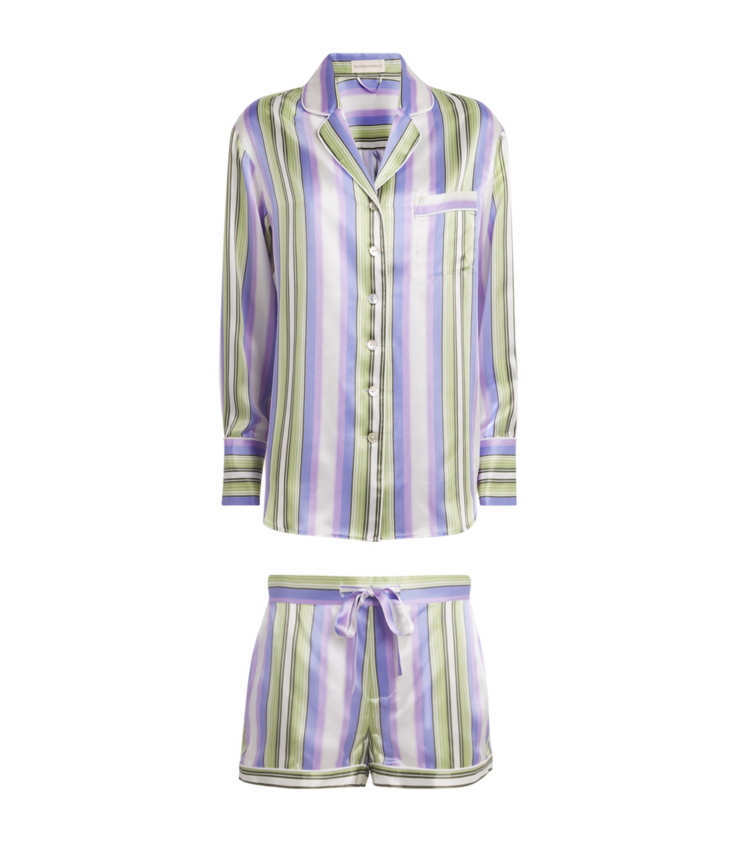 OLIVIA VON HALLE SILK STRIPE ALBA PYJAMA SET 