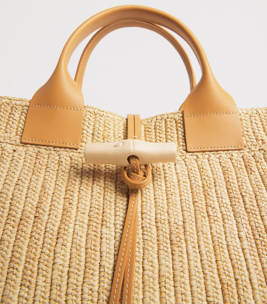 Longchamp Large Raffia Le Roseau Tote Bag Vegetal Image 6