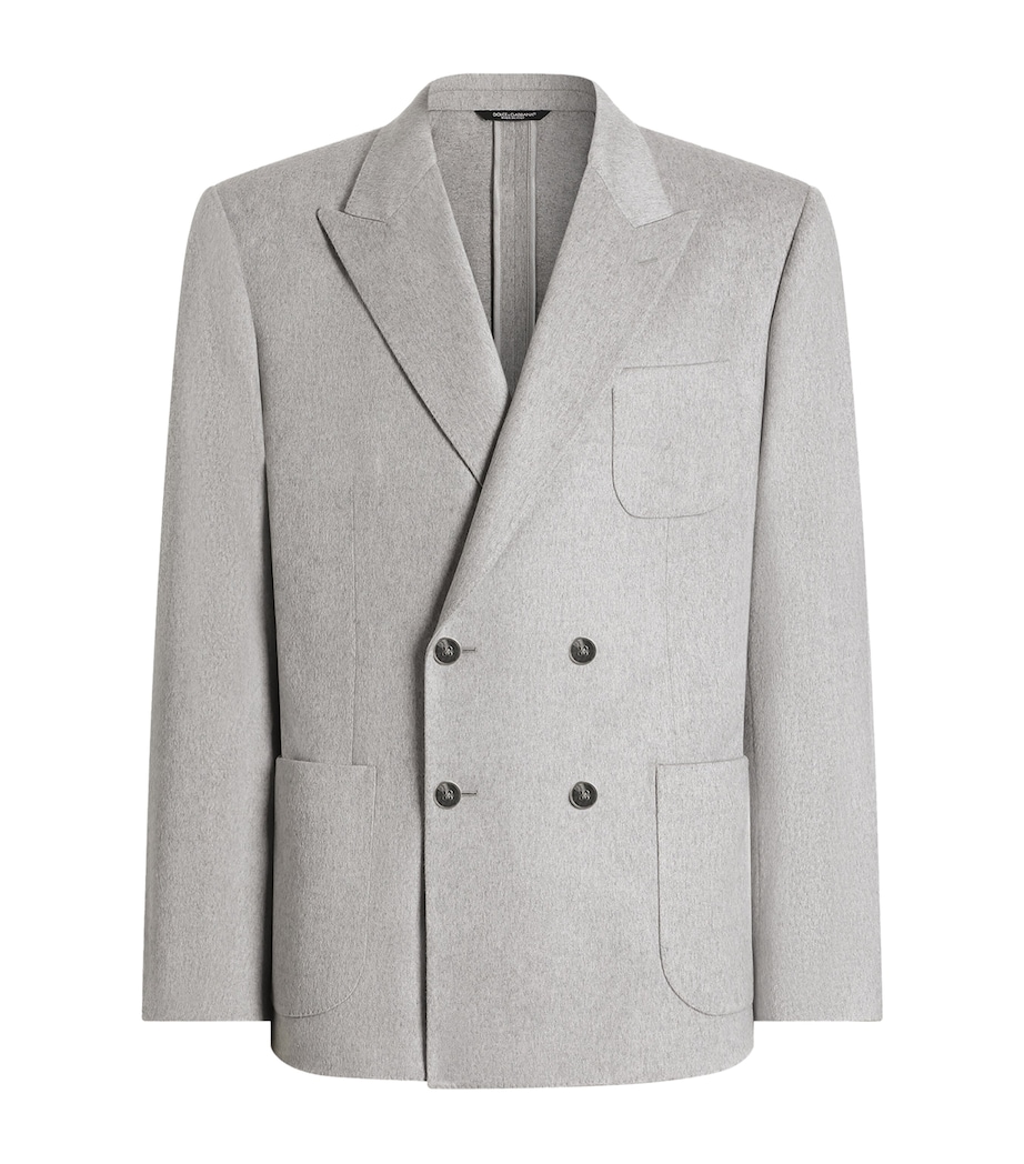 Dolce&Gabbana Mens Virgin Wool Double-Breasted Jacket Melange Grey Image 1