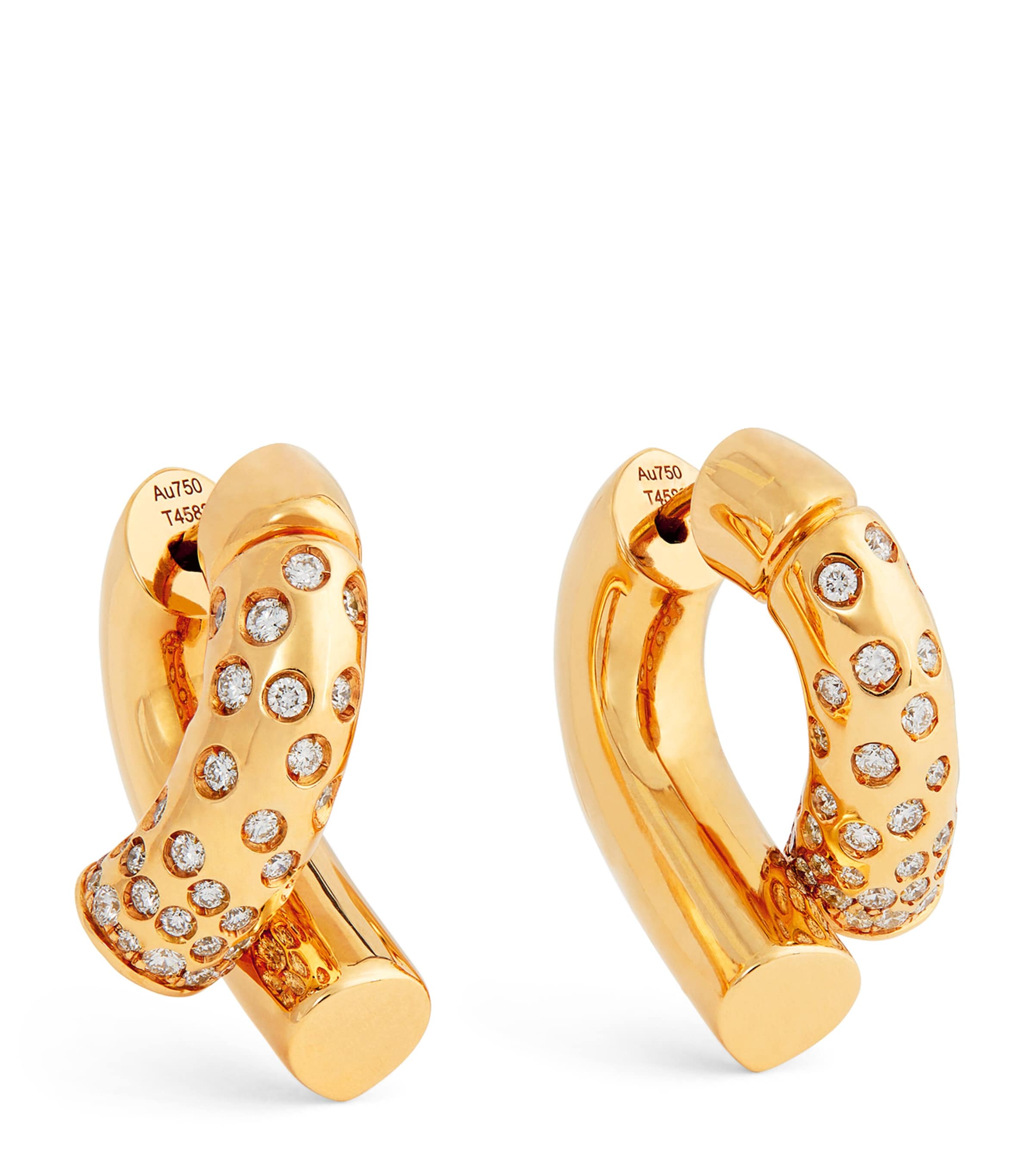 Tabayer Yellow Gold And Pavé Diamond Oera Hoop Earrings