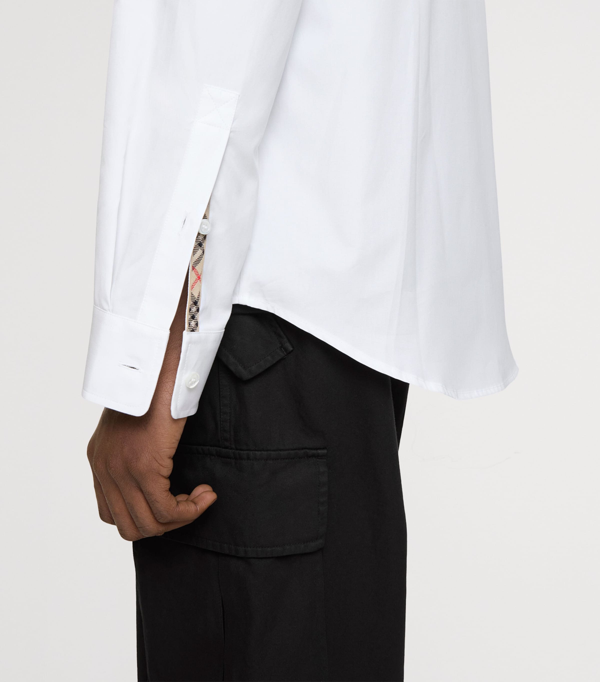 Cotton Check Slim Oxford Shirt WHITE Image 3