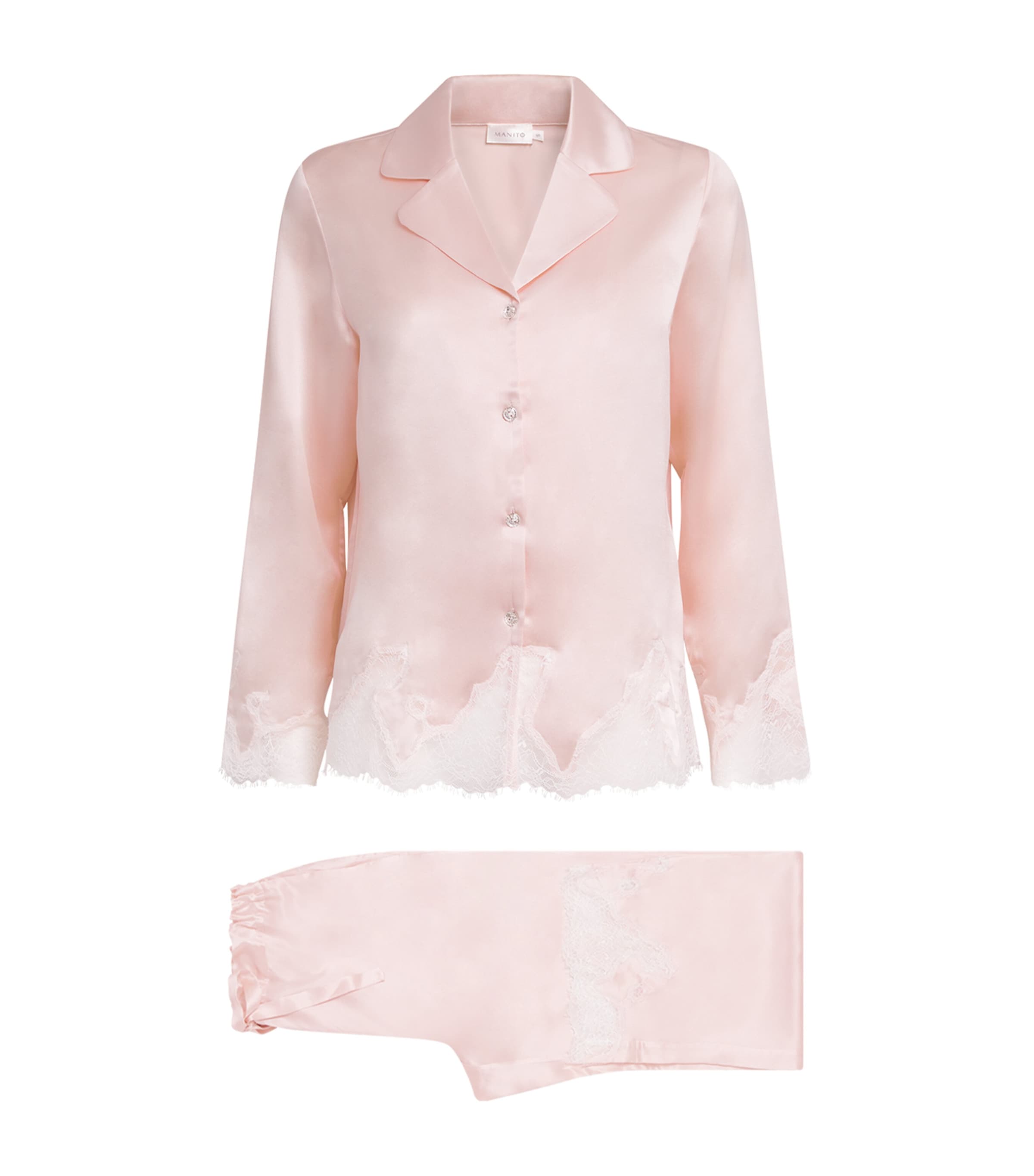 Manito Silk Lace-trim Luella Pyjama Set In Pink