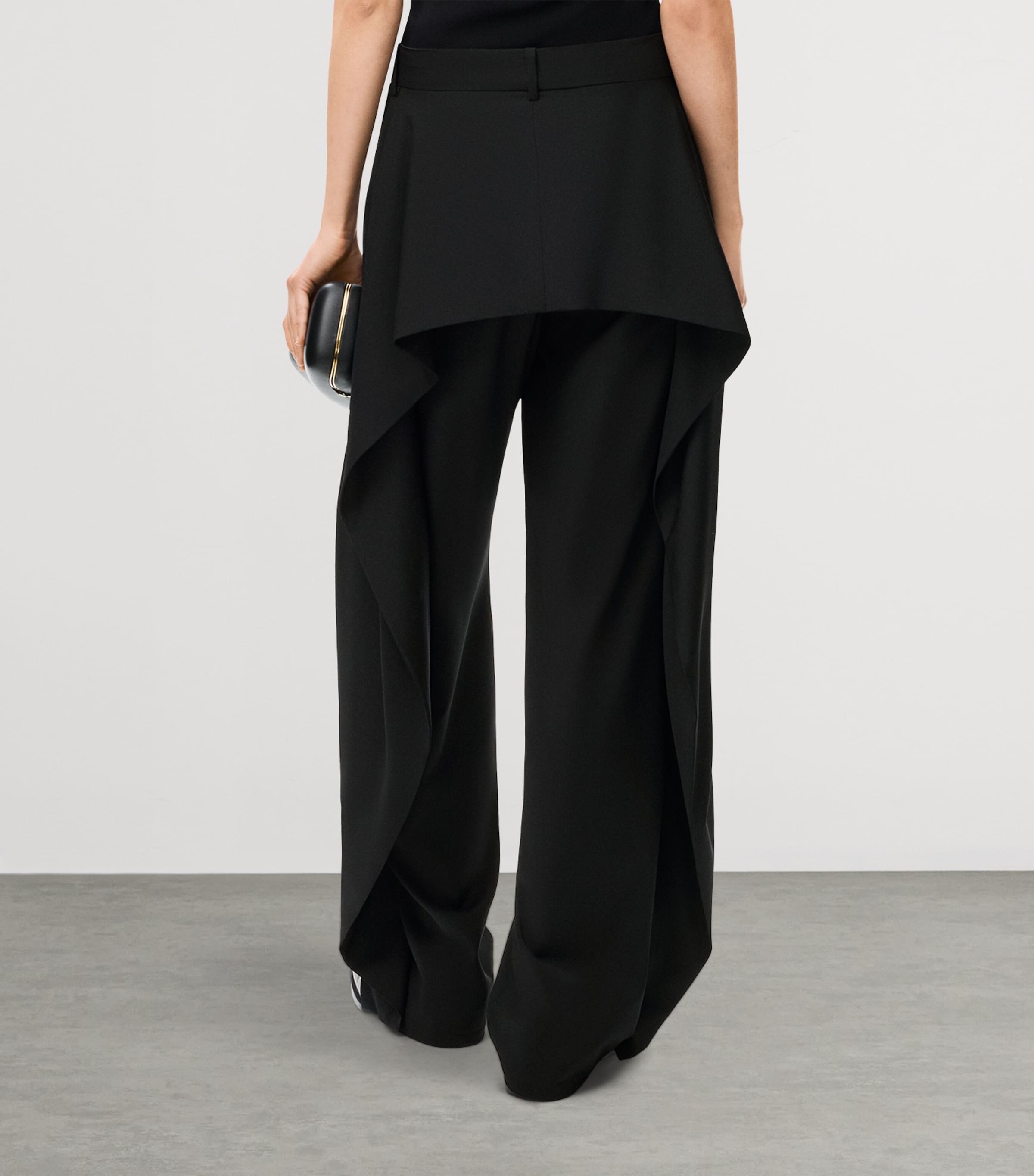 LOEWE Womens Wool-Blend Pleated Trousers Black Image 4