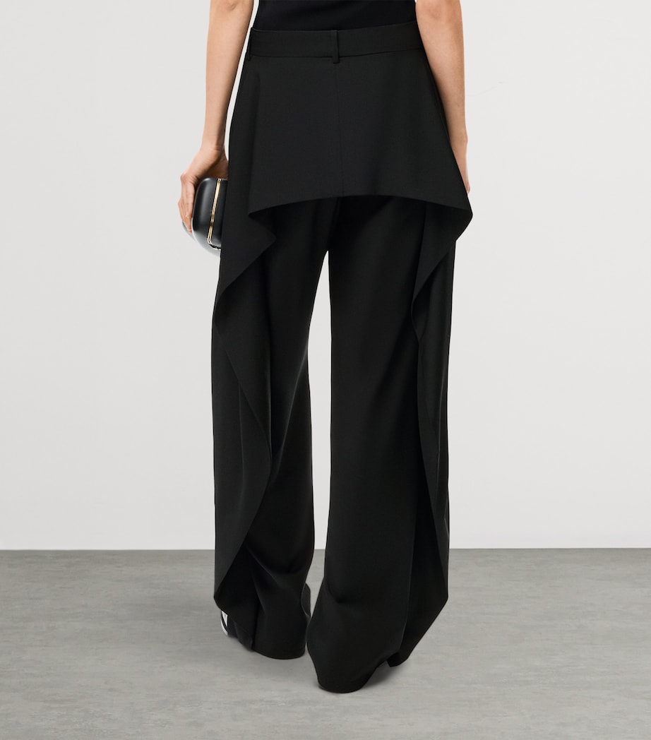 LOEWE Womens Wool-Blend Pleated Trousers Black Image 4