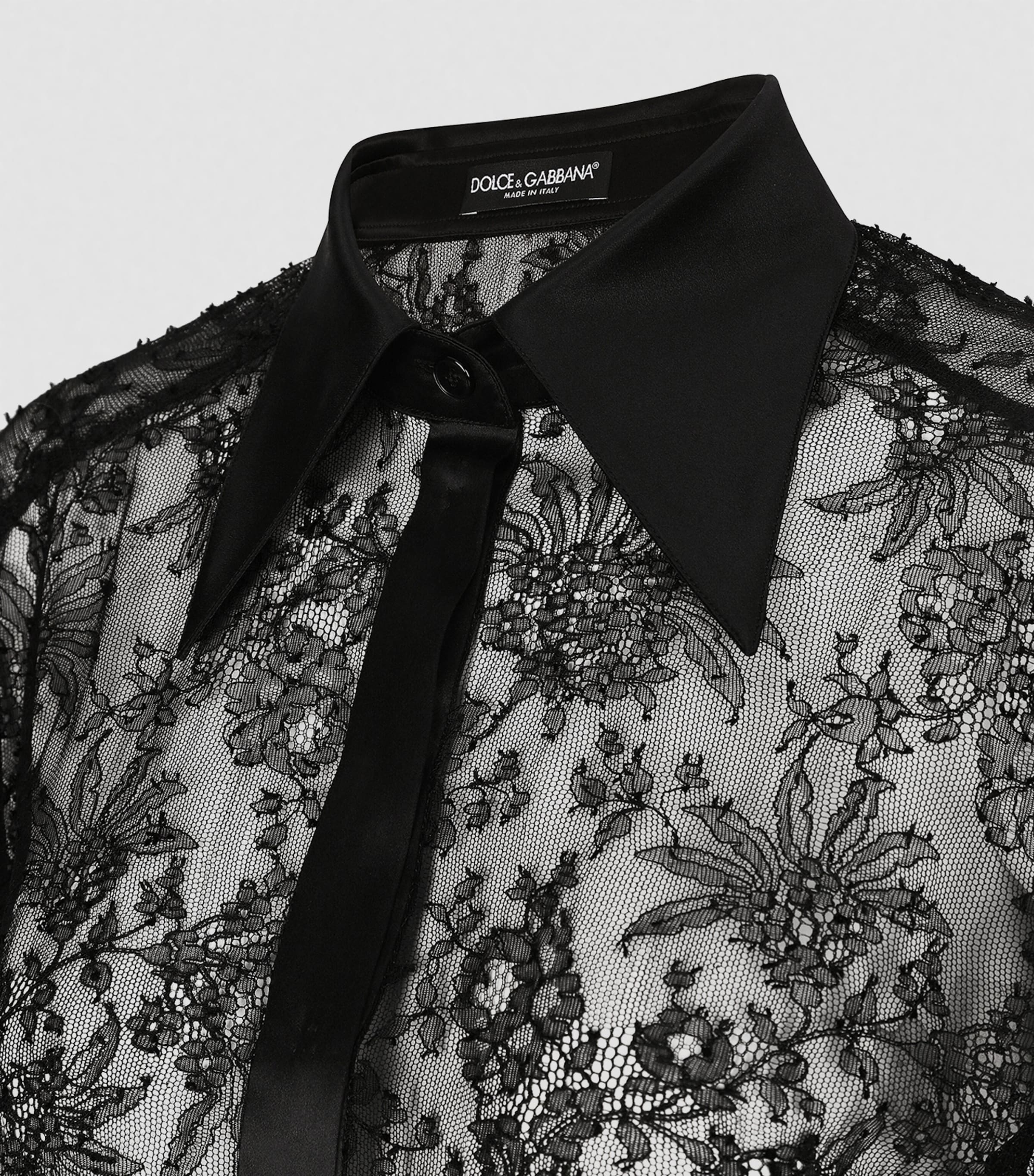 Lace Sheer Shirt N0000-BLACK Image 7