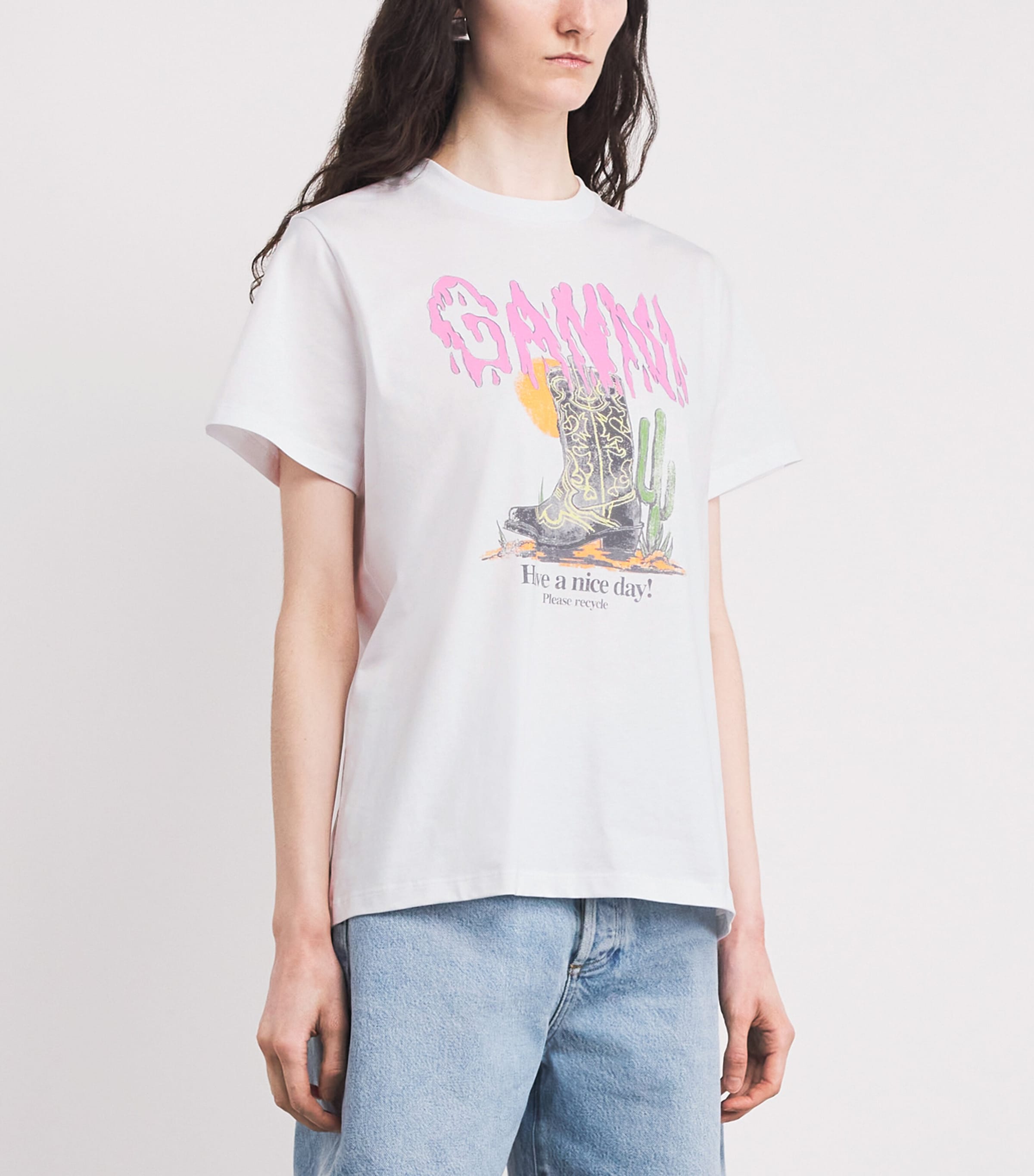 Organic Cotton Cowboy Boot T-Shirt 151 BRIGHT WHITE Image 3