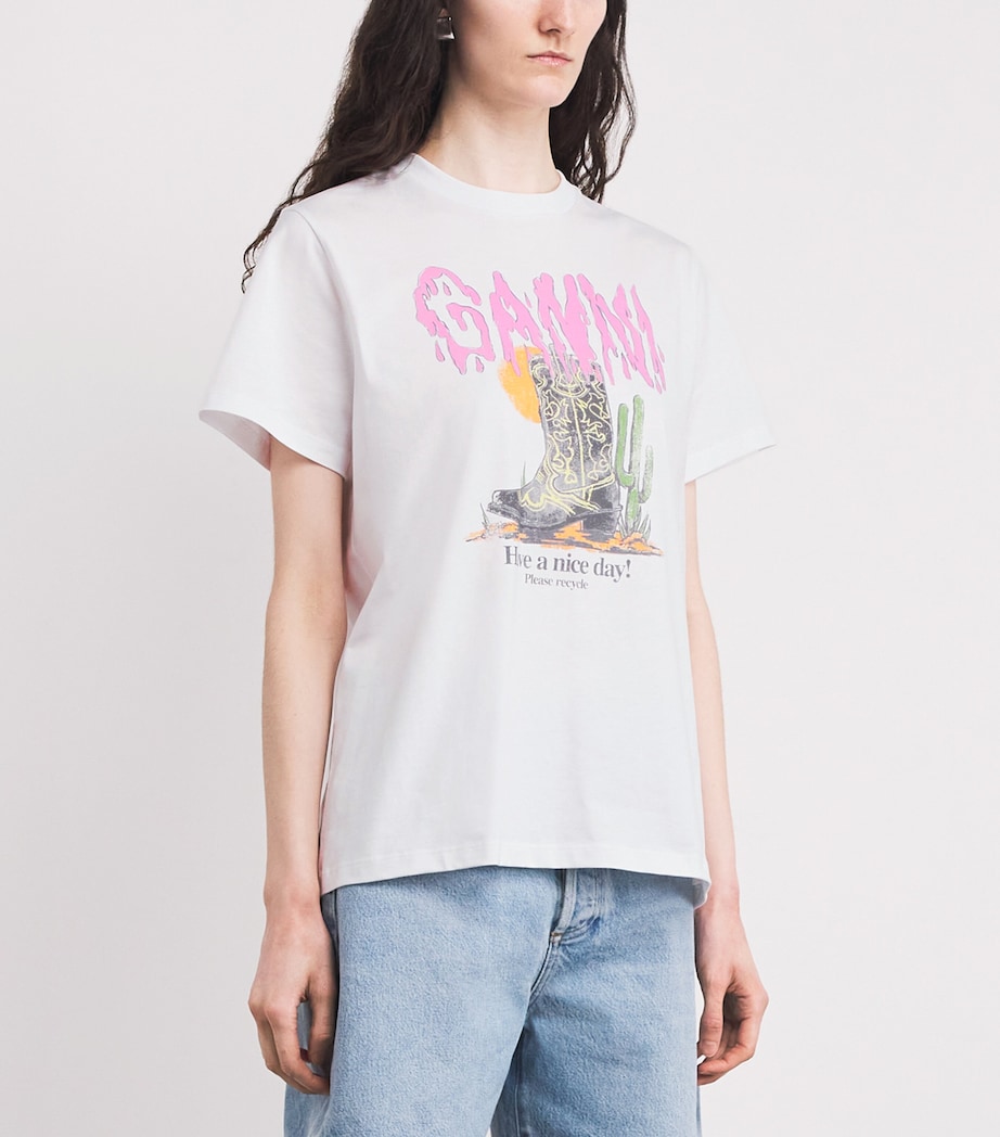 Organic Cotton Cowboy Boot T-Shirt 151 BRIGHT WHITE Image 3