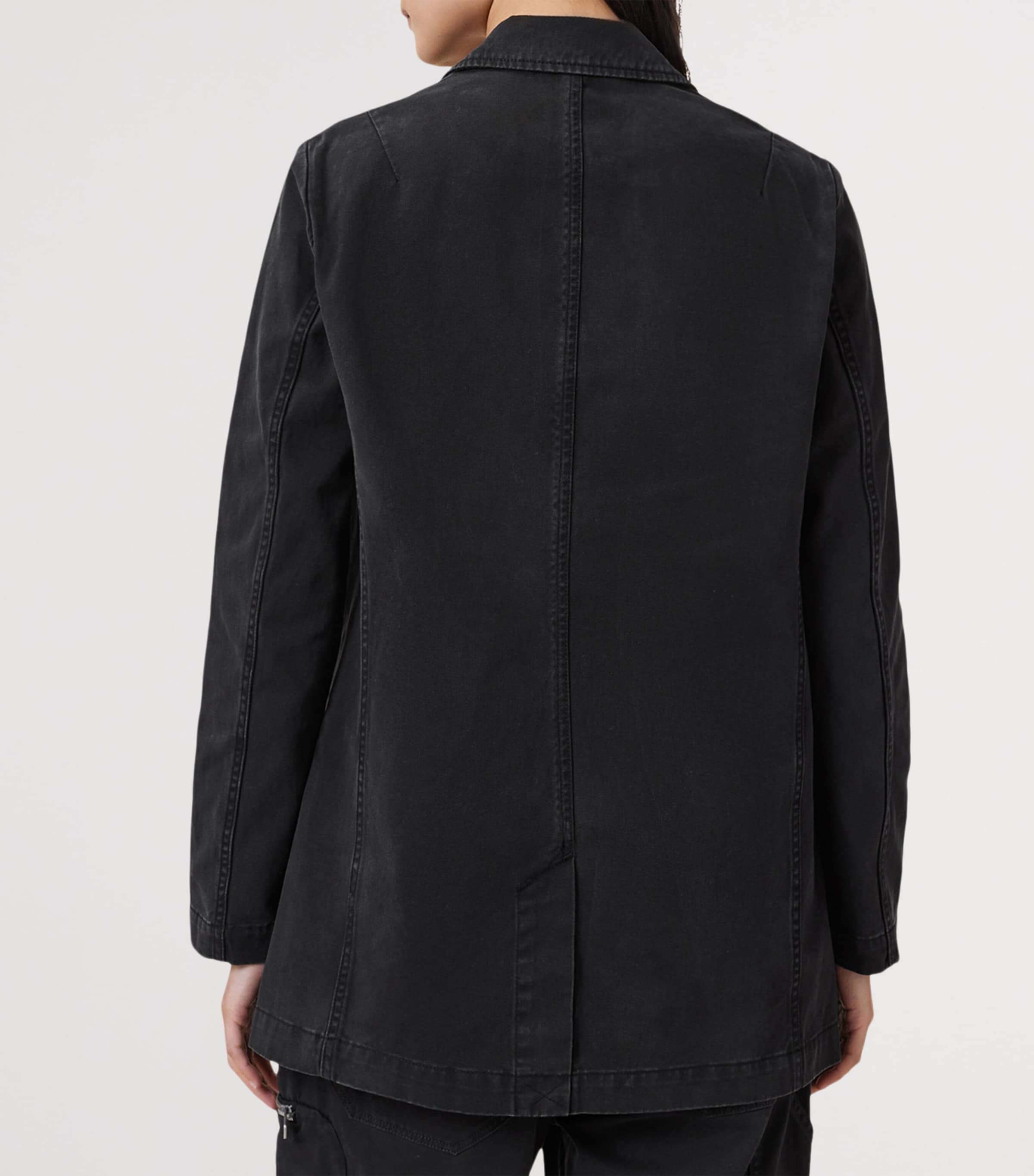 AllSaints Womens Denim Aleida Blazer Washed Black Image 6