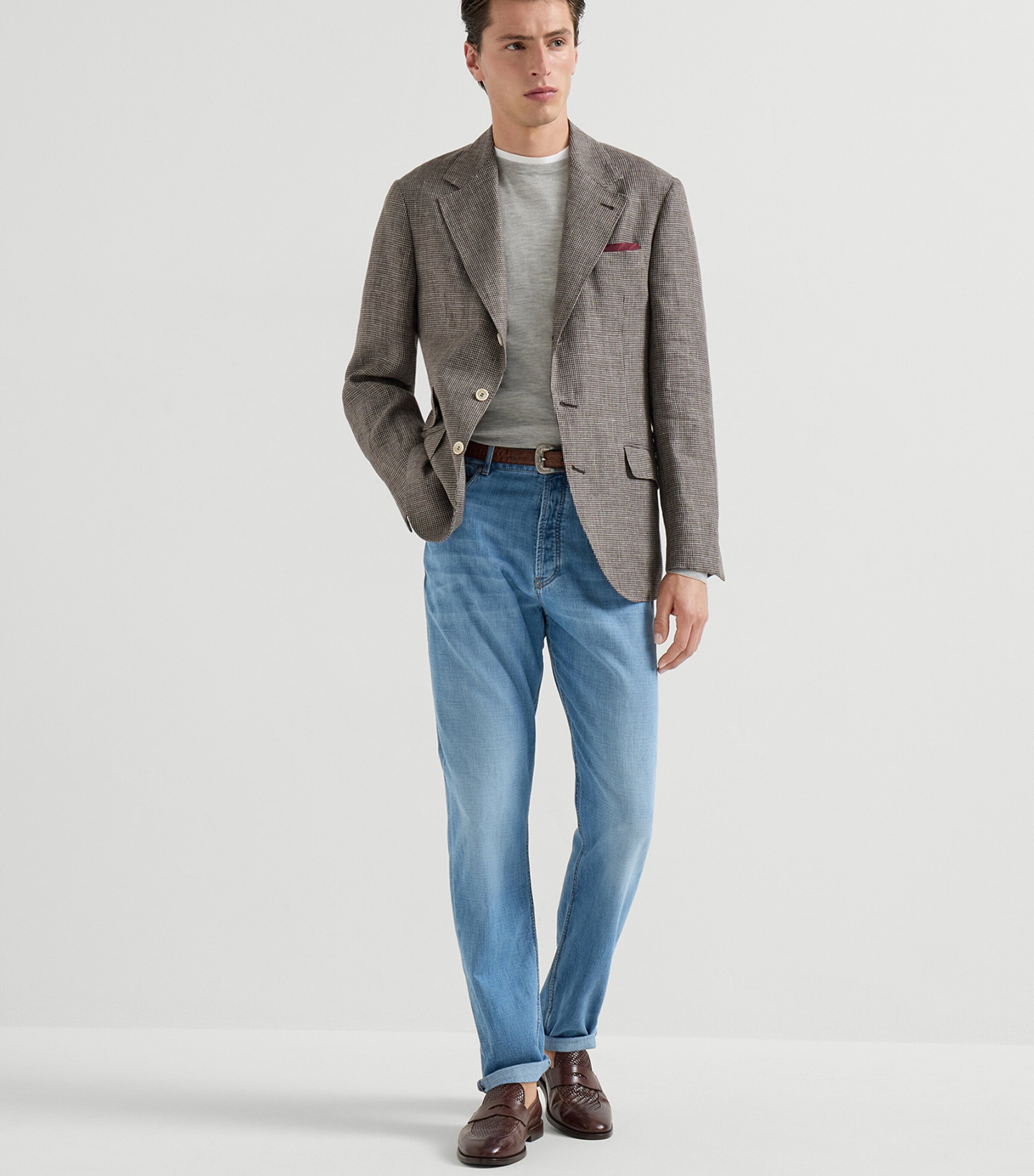 Brunello Cucinelli Mens Cashmere-Silk Crew-Neck Sweater Image 2