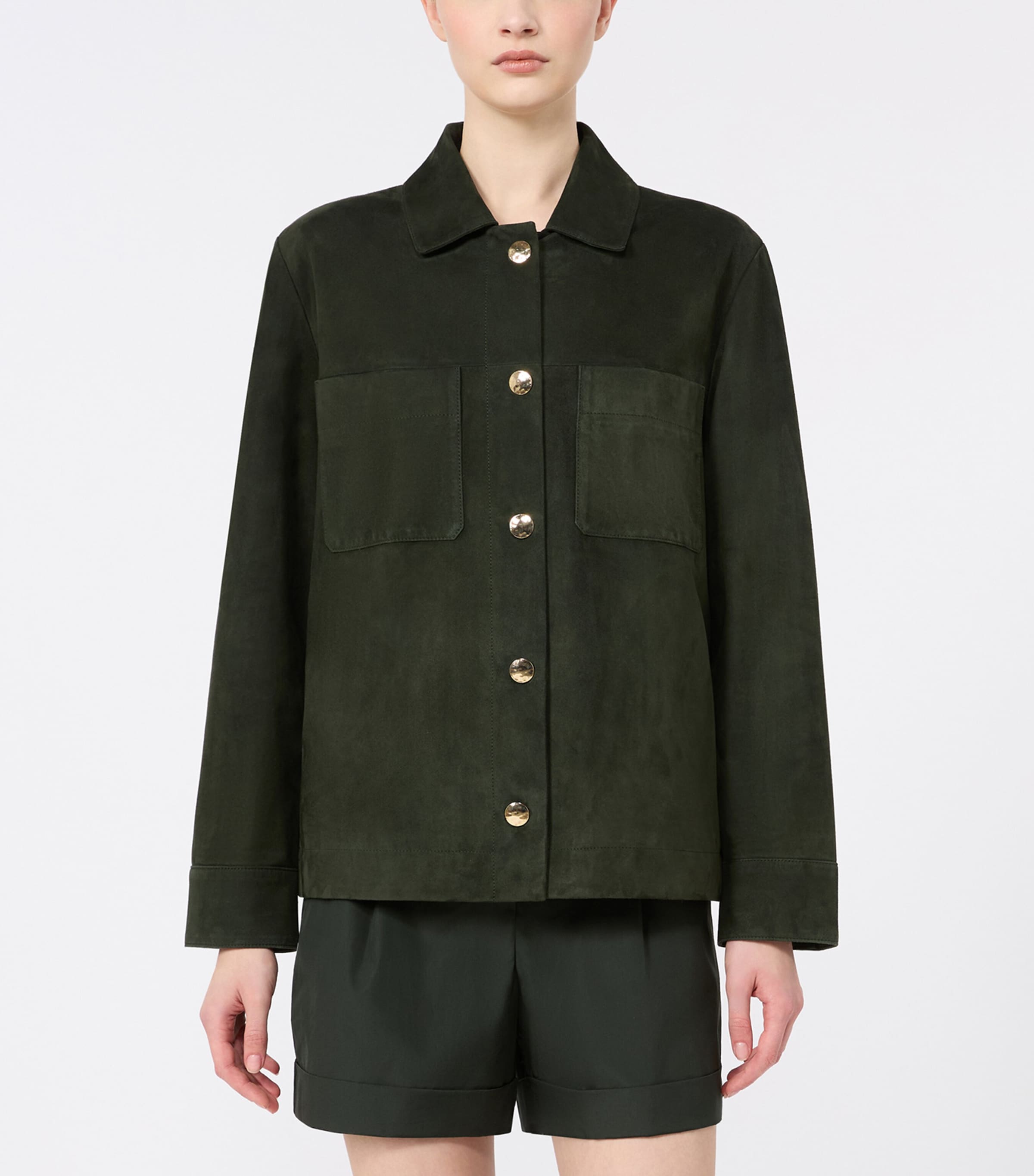 Max Mara Womens Suede Shirt Jacket Green Image 3