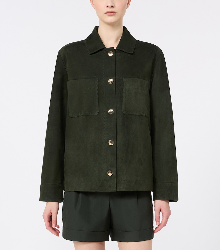 Max Mara Womens Suede Shirt Jacket Green Image 3