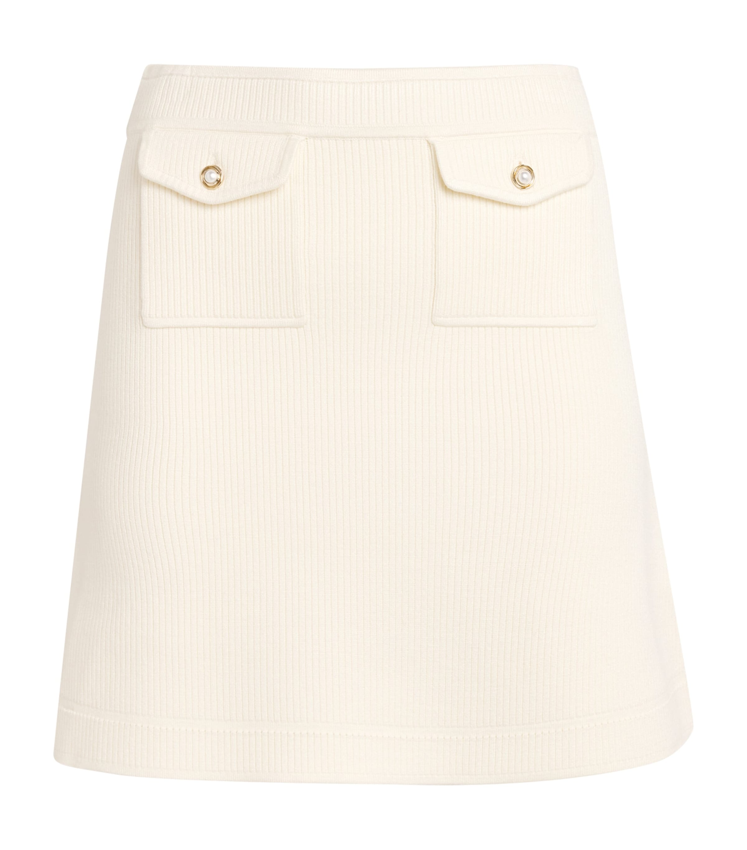 Sandro Rib-knit Mini Skirt In Beige
