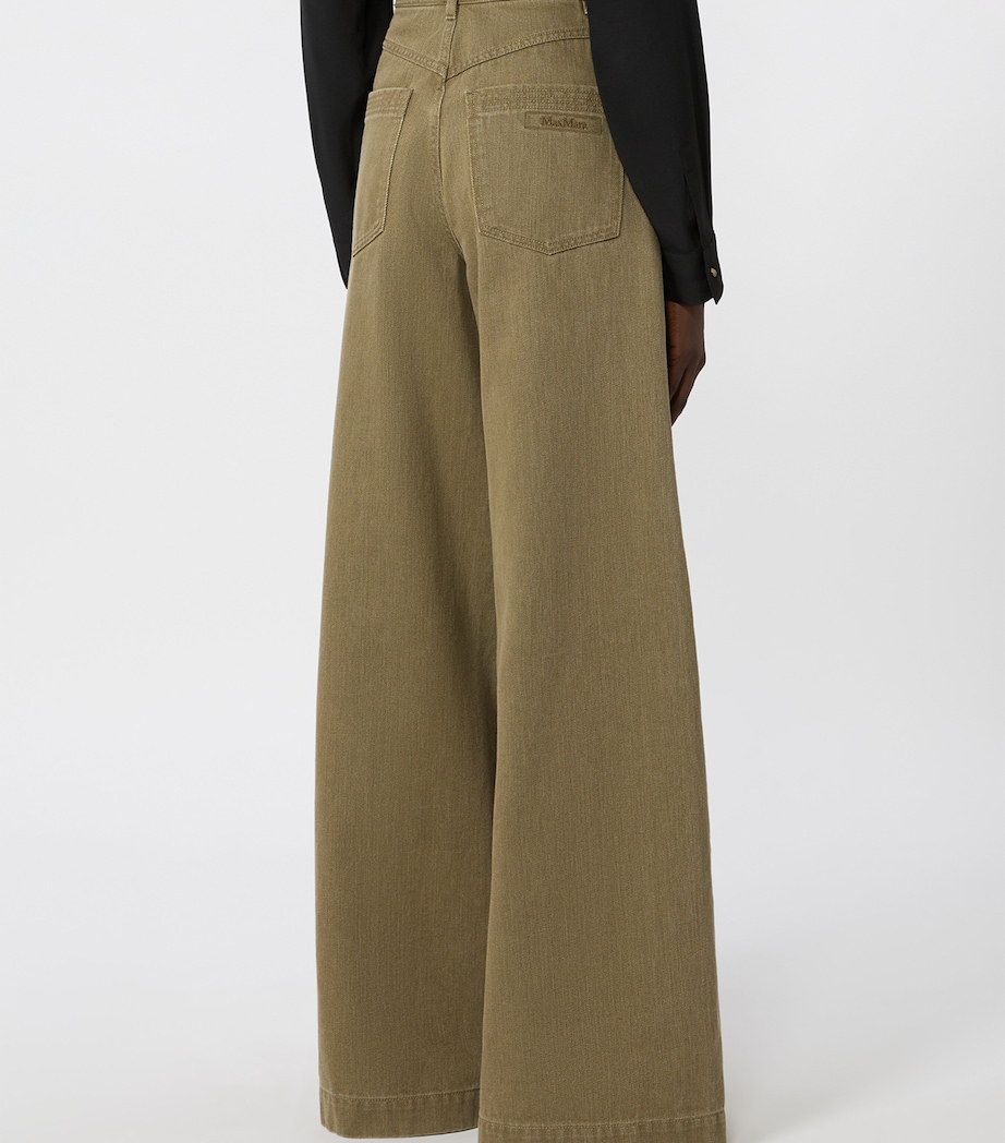Max Mara Womens Wide-Leg Jeans Kaki Image 4