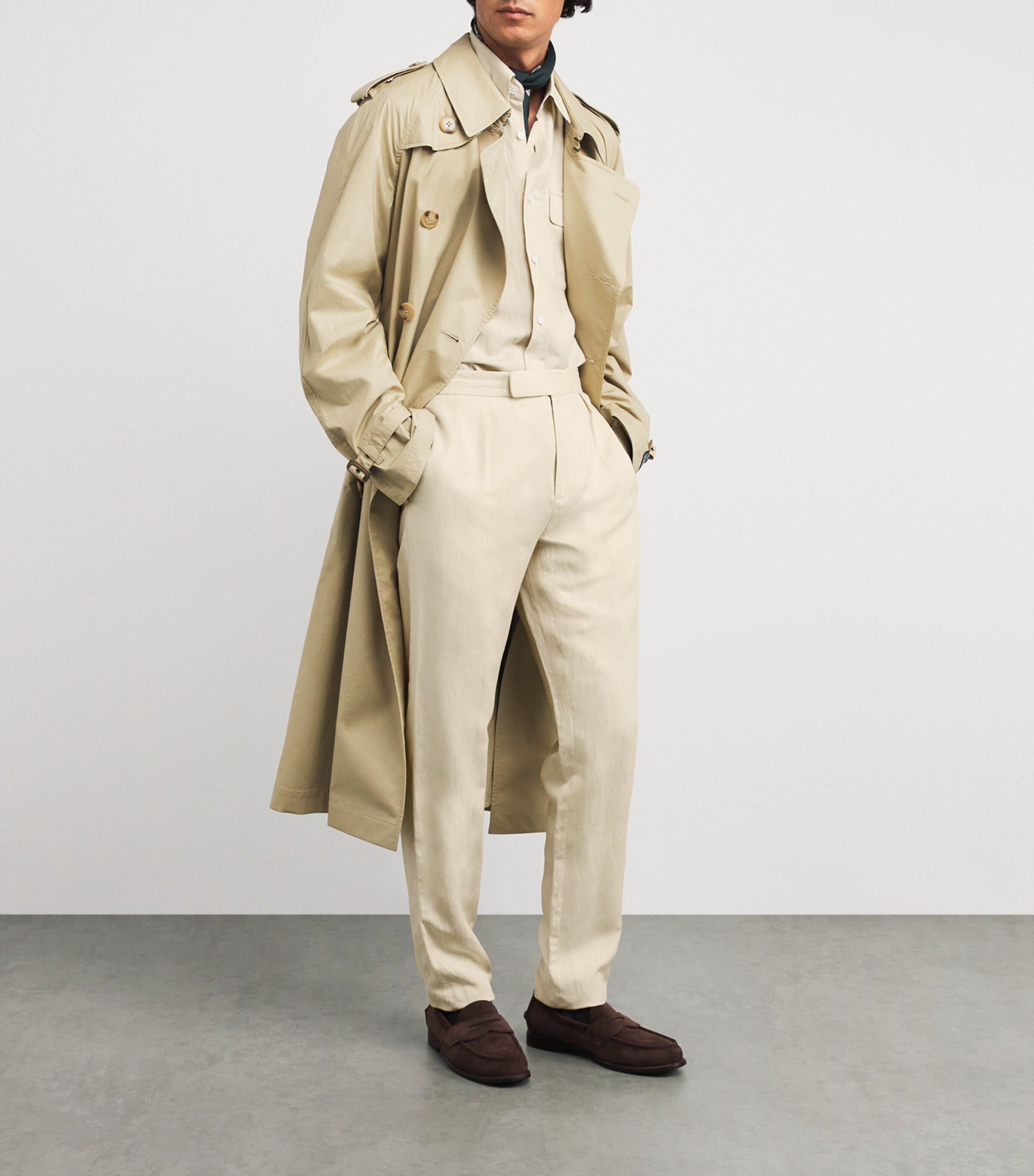 Ralph Lauren Purple Label Mens Linen Davis Trousers Limestone Image 2