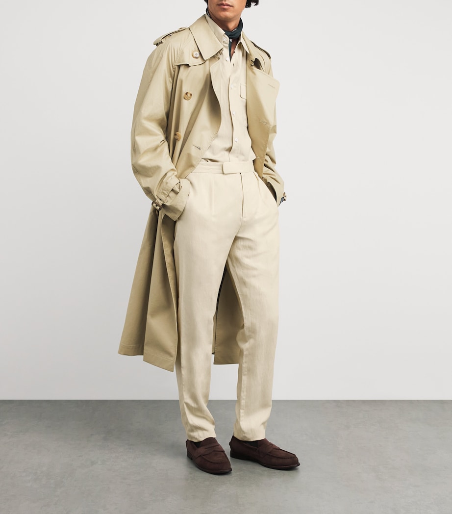 Ralph Lauren Purple Label Mens Linen Davis Trousers Limestone Image 2