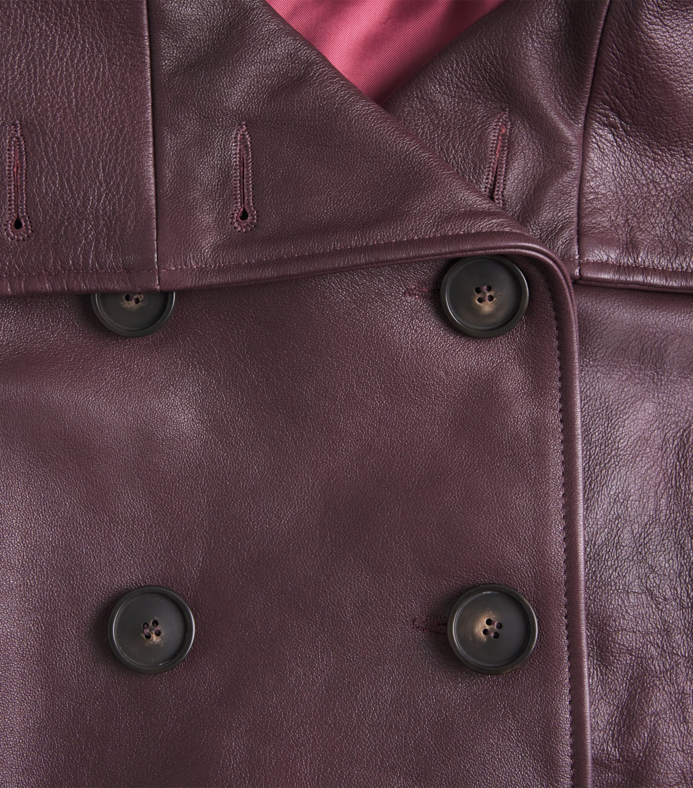 7 For All Mankind Womens High-Neck Leather Jacket Red Image 6