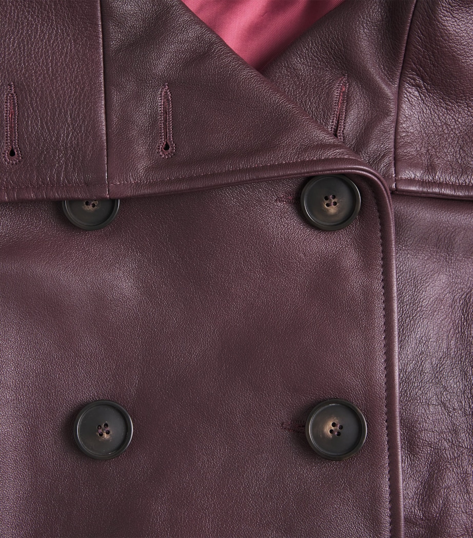 7 For All Mankind Womens High-Neck Leather Jacket Red Image 6