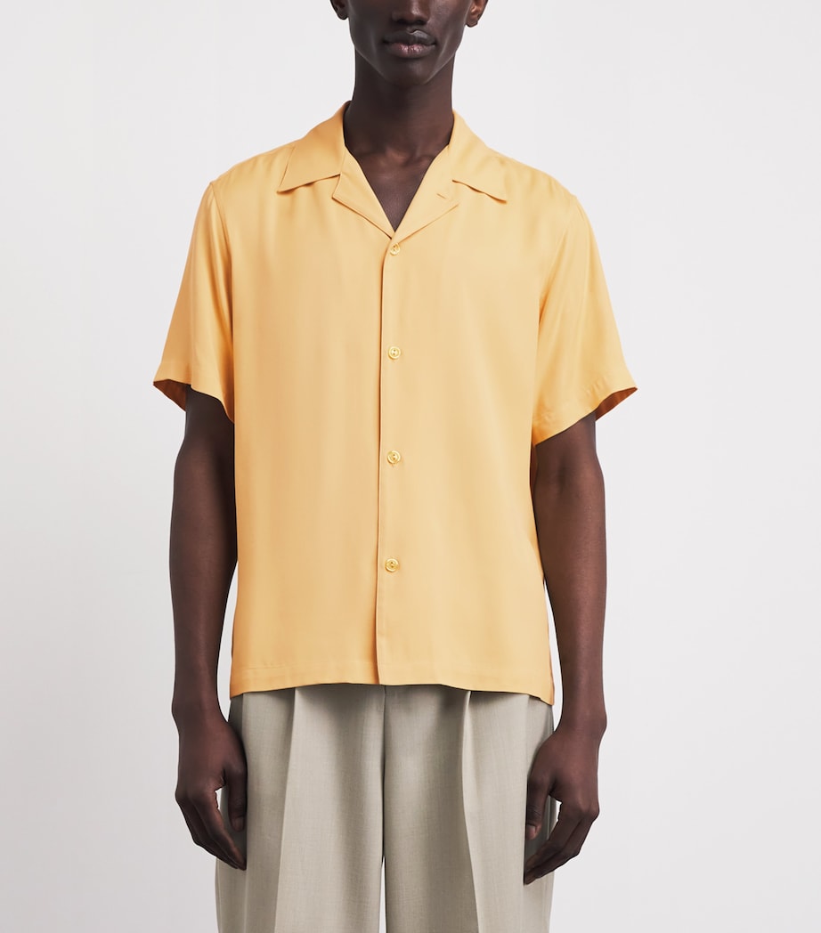 Sandro Paris Mens Linen Short-Sleeve Shirt Light Yellow Image 4