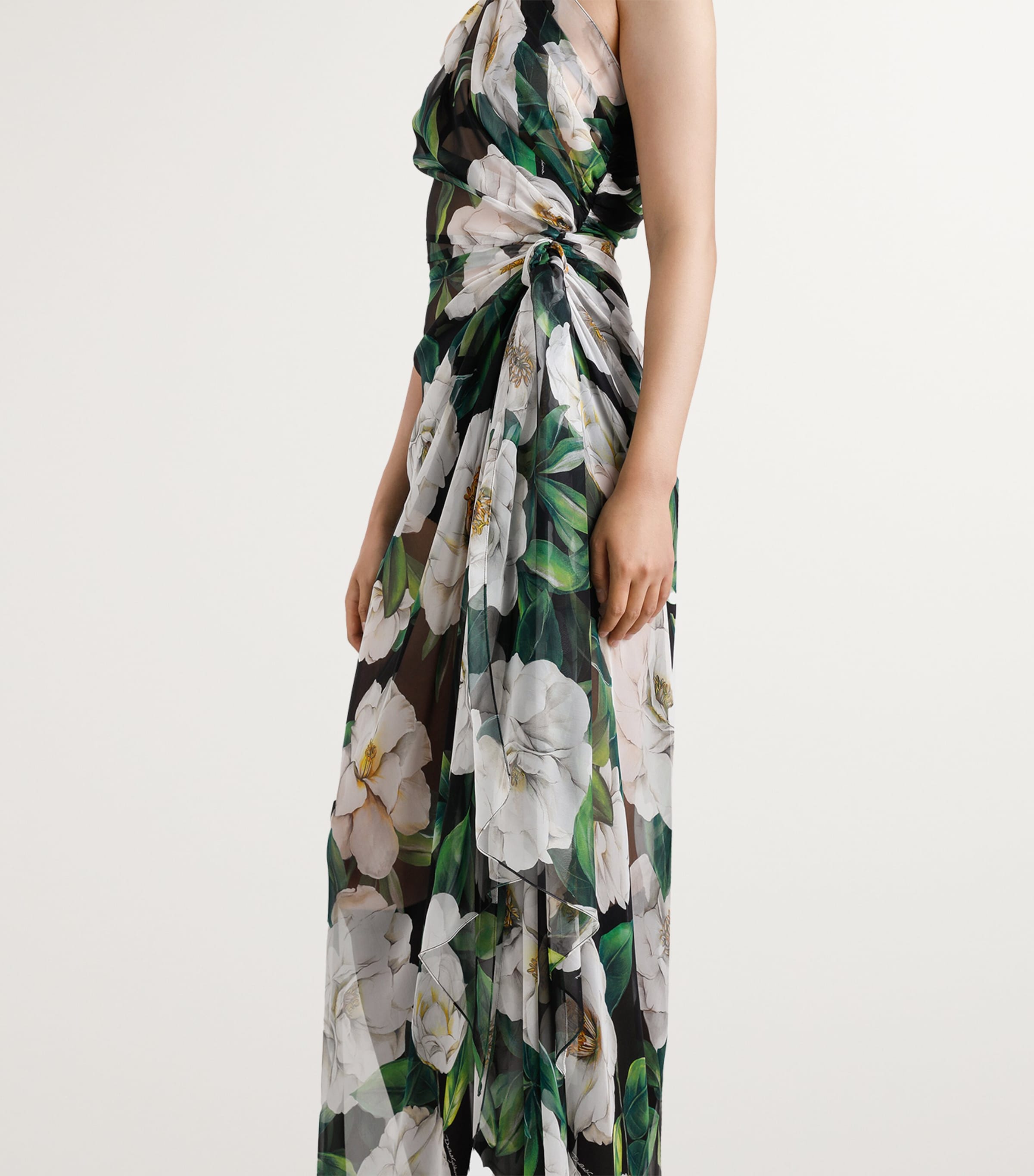 Dolce&Gabbana Womens Floral One-Shoulder Maxi Dress Gardenia F.ner Image 4