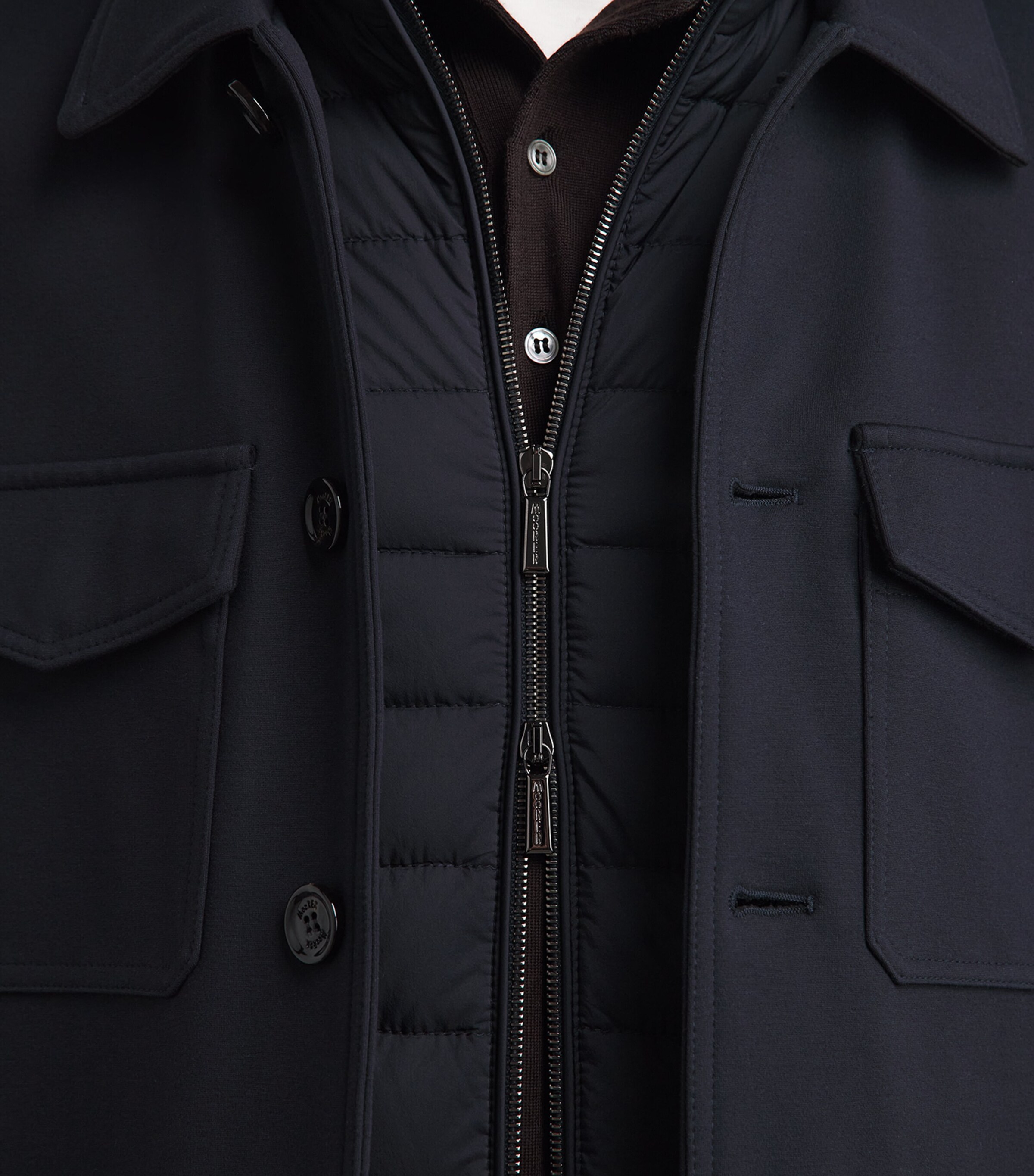 Moorer Mens Technical Overshirt Dark Blu Image 3