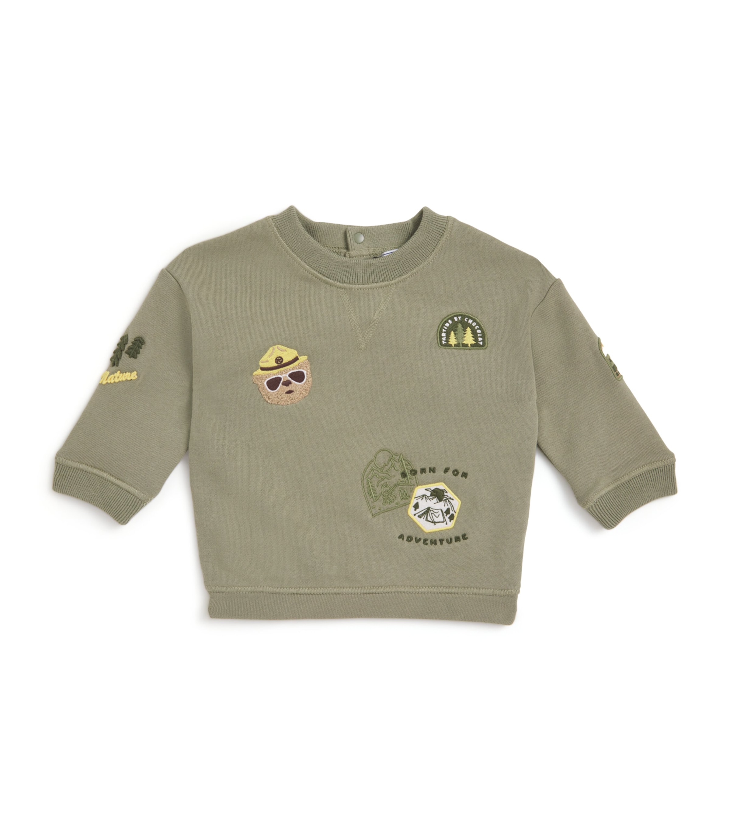 Tartine et Chocolat Cotton Embroidered Adventure Sweatshirt (3-36 Months) Fougï¿½re Image 1
