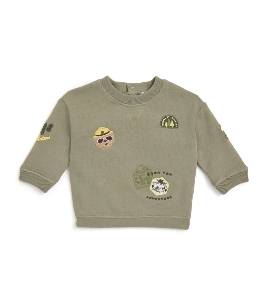 Tartine et Chocolat Cotton Embroidered Adventure Sweatshirt (3-36 Months) Foug�re Image 1