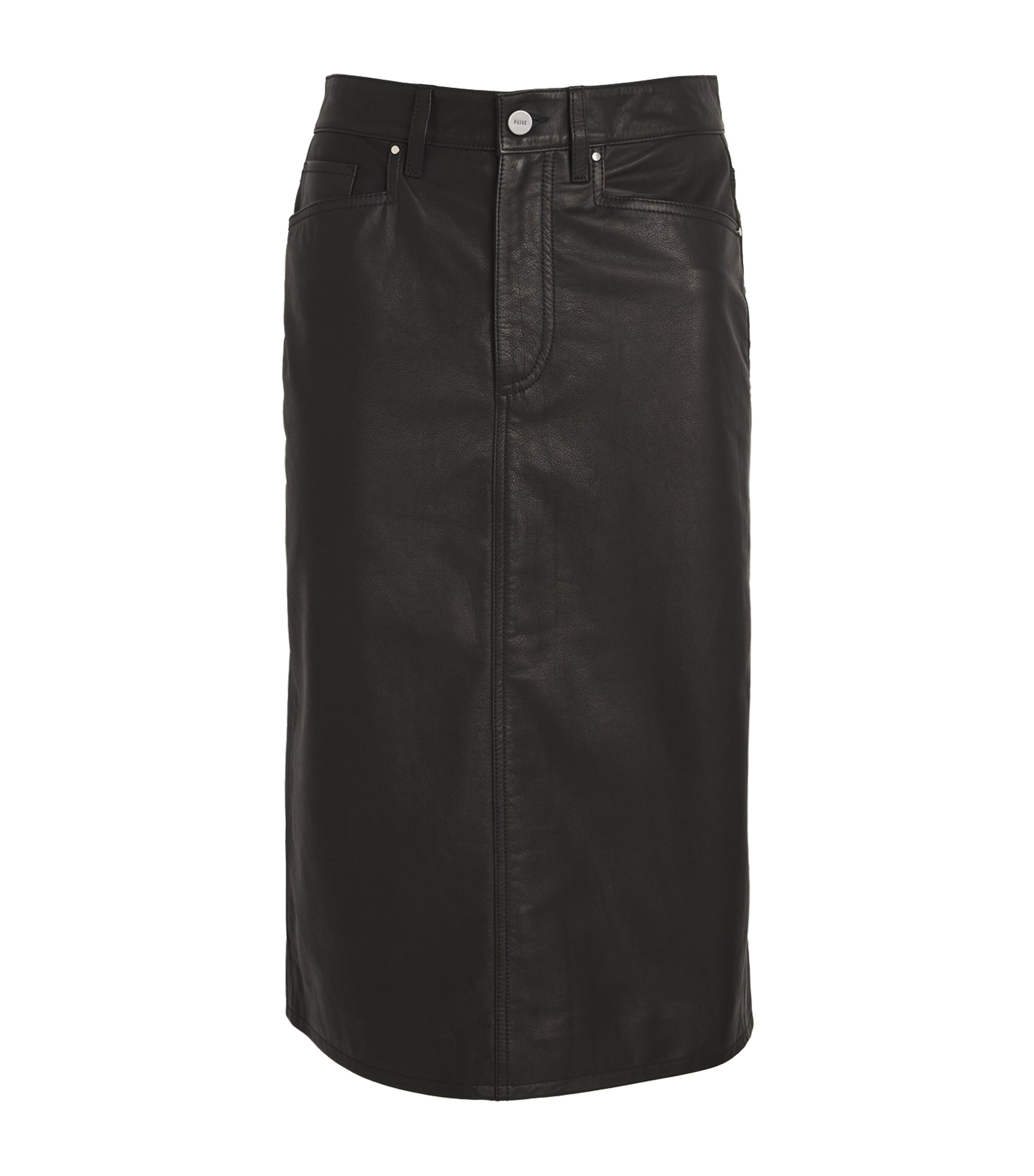 Shop Paige Leather Siren Midi Skirt In Black